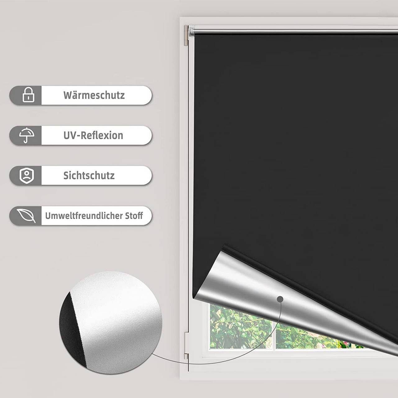 Verdunklungsrollo, Woltu, verdunkelnd, verspannt, Klemmfix, ohne günstig online kaufen