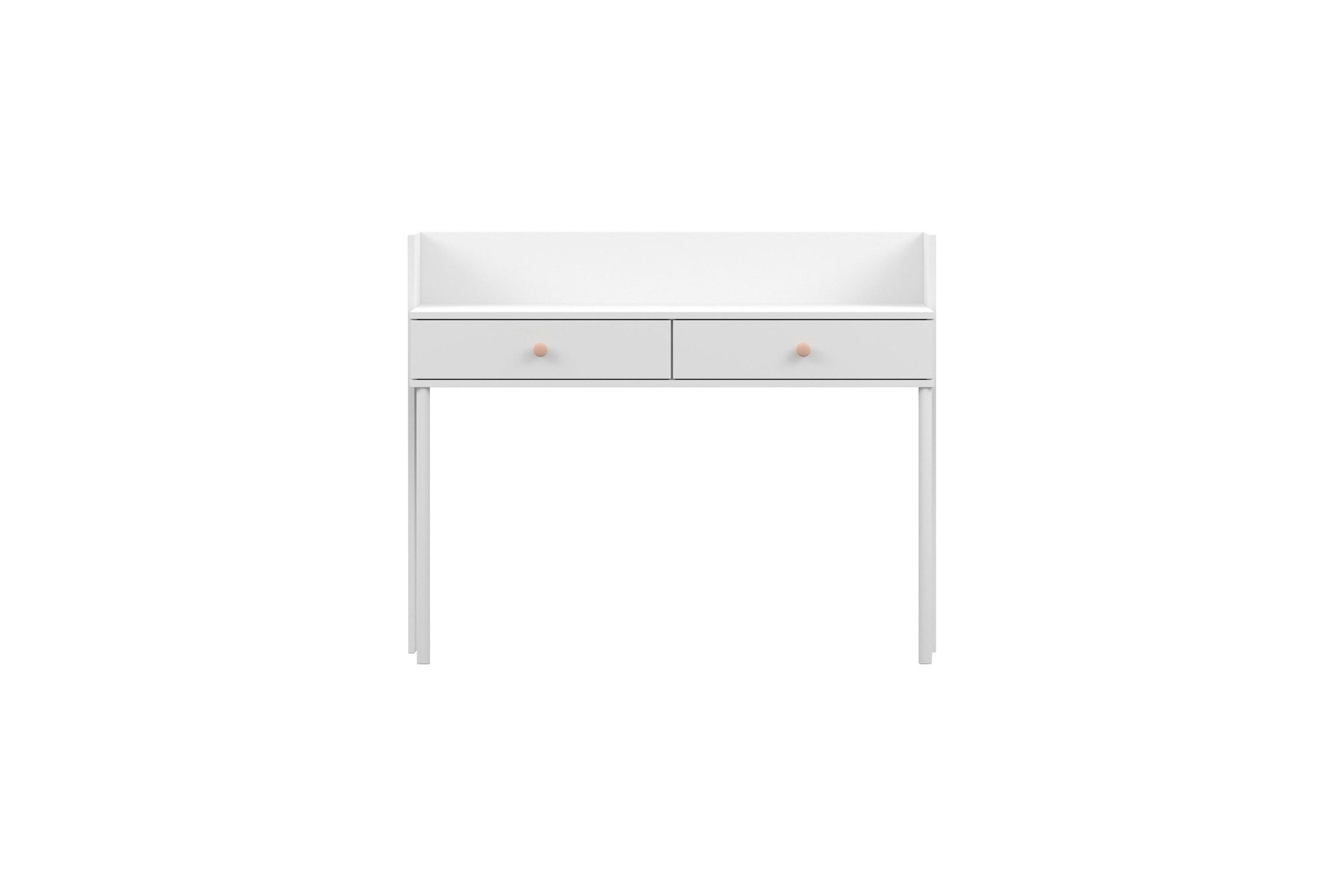 Deine Möbel 24 Schminktisch OSCAR Schreibtisch 120 cm breit mit 2 Schubladen (Set, 2-St., ganz in Weiß / Cashmere, Griffe: Rosa / Anthrazit OSCAR-Kollektion), Kinderzimmer Jugendzimmer Jungenzimmer Mädchenzimmer