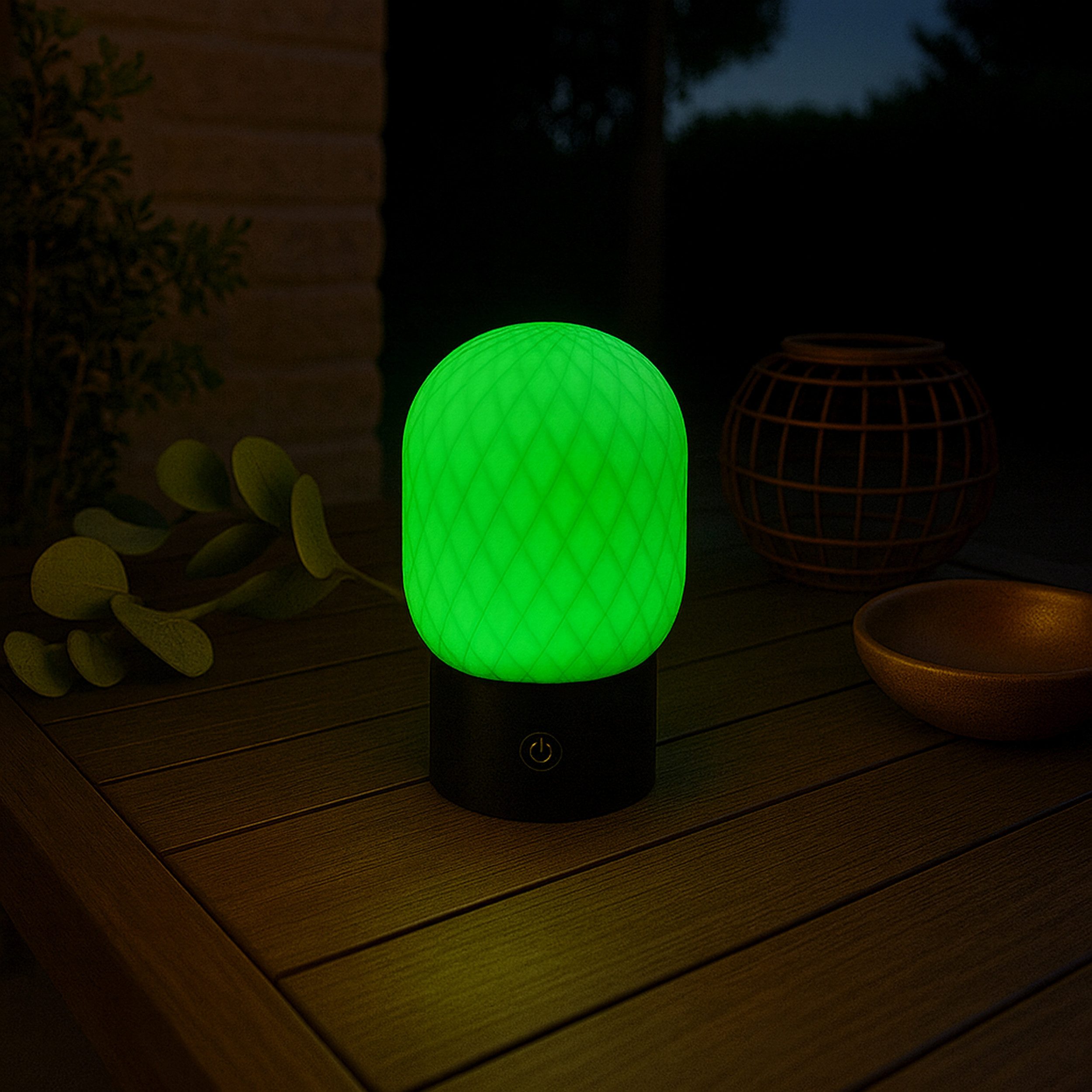 Lightbox Tischleuchte, LED fest integriert, Warmweiß, Akku Tischlampe, 20cm, 280 lm, 2700 K, RGB, dimmbar, Wireless Charging