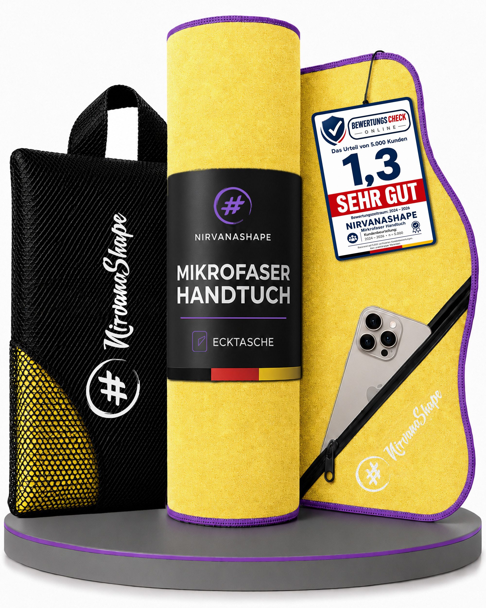 NirvanaShape Sporthandtuch Mikrofaser Handtuch, Microfaser Handtücher als Reisehandtuch, (Set), Microfaser Handtuch als Strandtuch oder Fitneesshandtuch