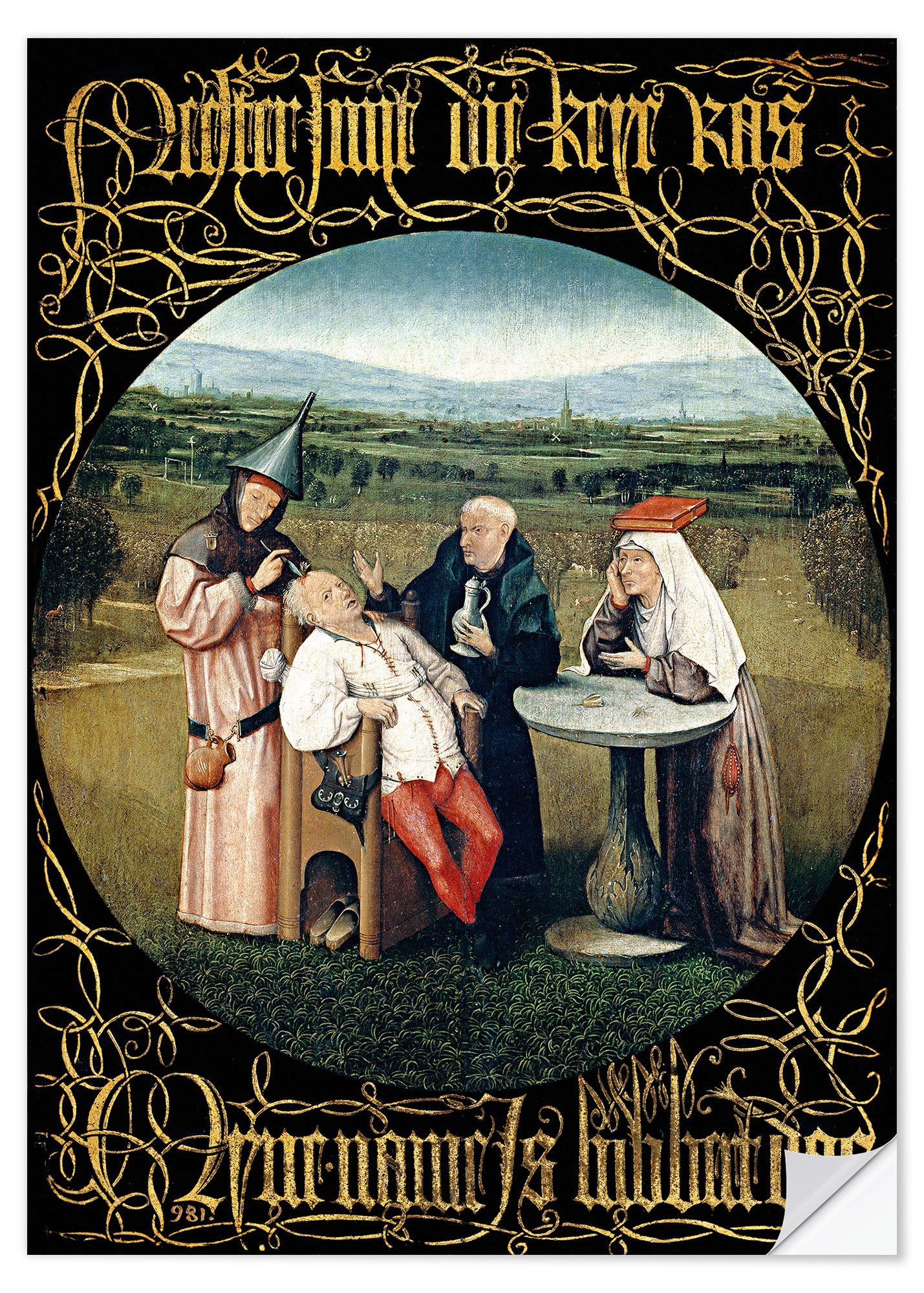 Posterlounge Wandfolie Hieronymus Bosch, Die Heilung der Torheit, Malerei