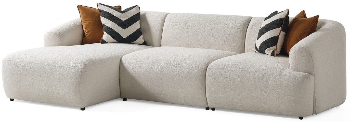 Xlmoebel Ecksofa Ecksofa L Form Weiß Stoffbezug Stil Modern Wohnzimmer geräumig, 3 Teile