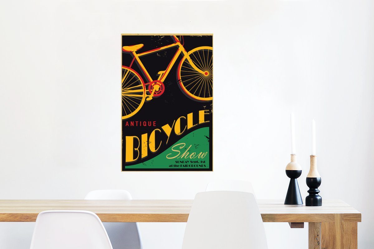 Wandbild, MuchoWow (1 Vintage Papier Dickes Fahrrad, Deko, Qualitätsdruck Wohnzimmer, Poster St), Poster Schlafzimmer,