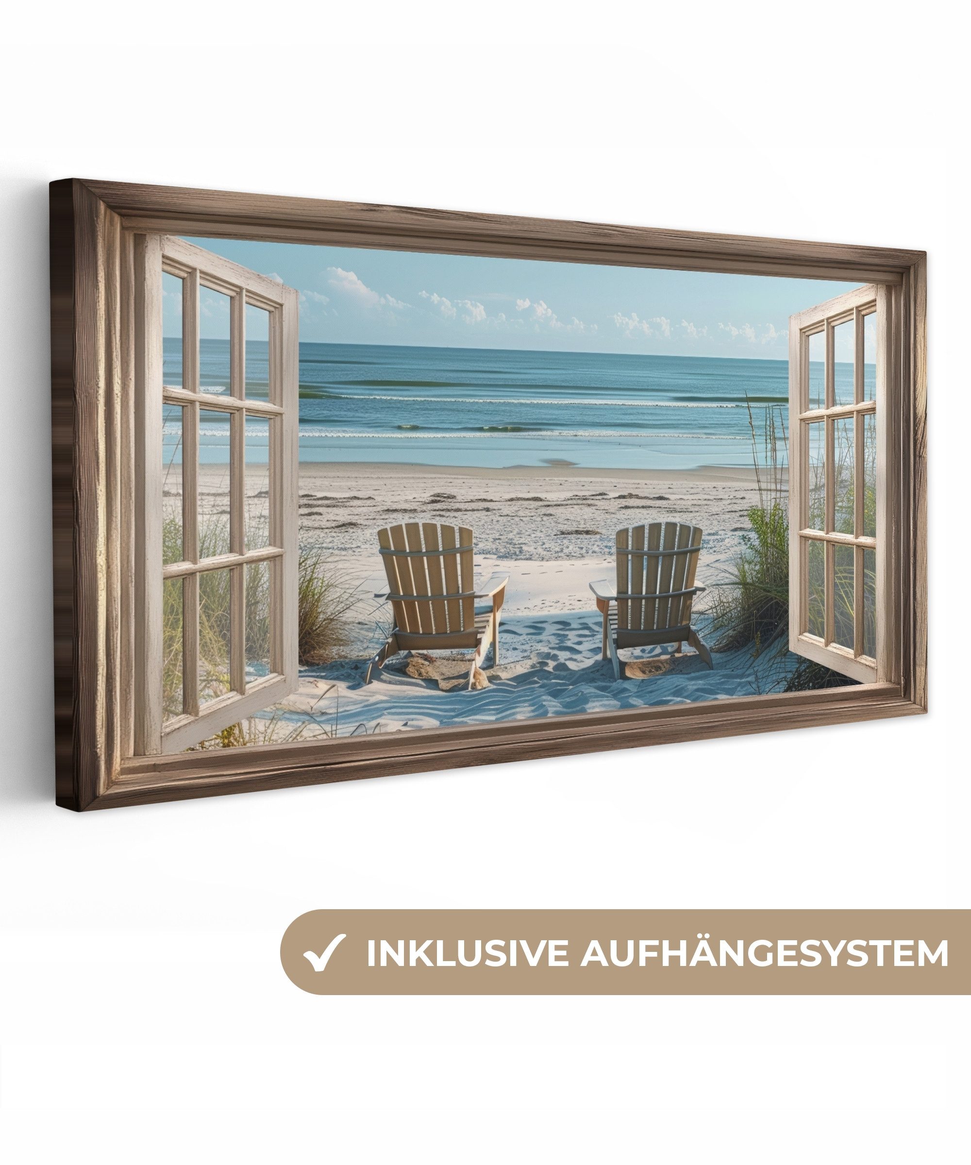 OneMillionCanvasses® Leinwandbild Panorama Fensterblick - Fenster günstig online kaufen