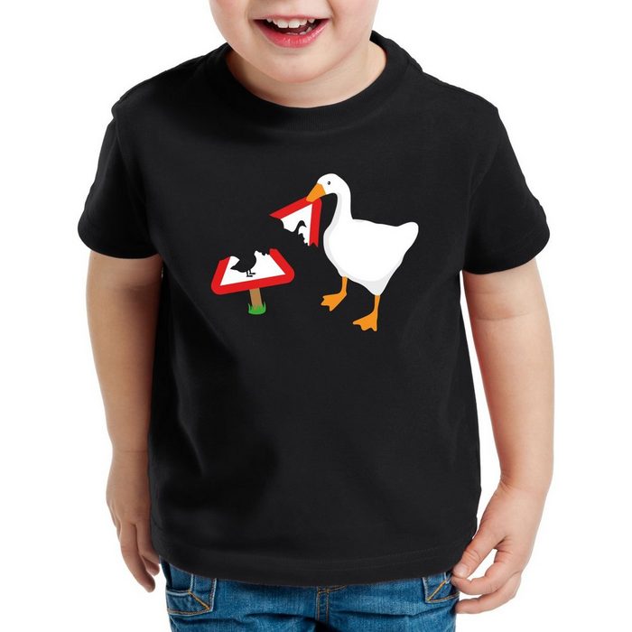 style3 Print-Shirt Kinder T-Shirt Gänse Panik gans videospiel