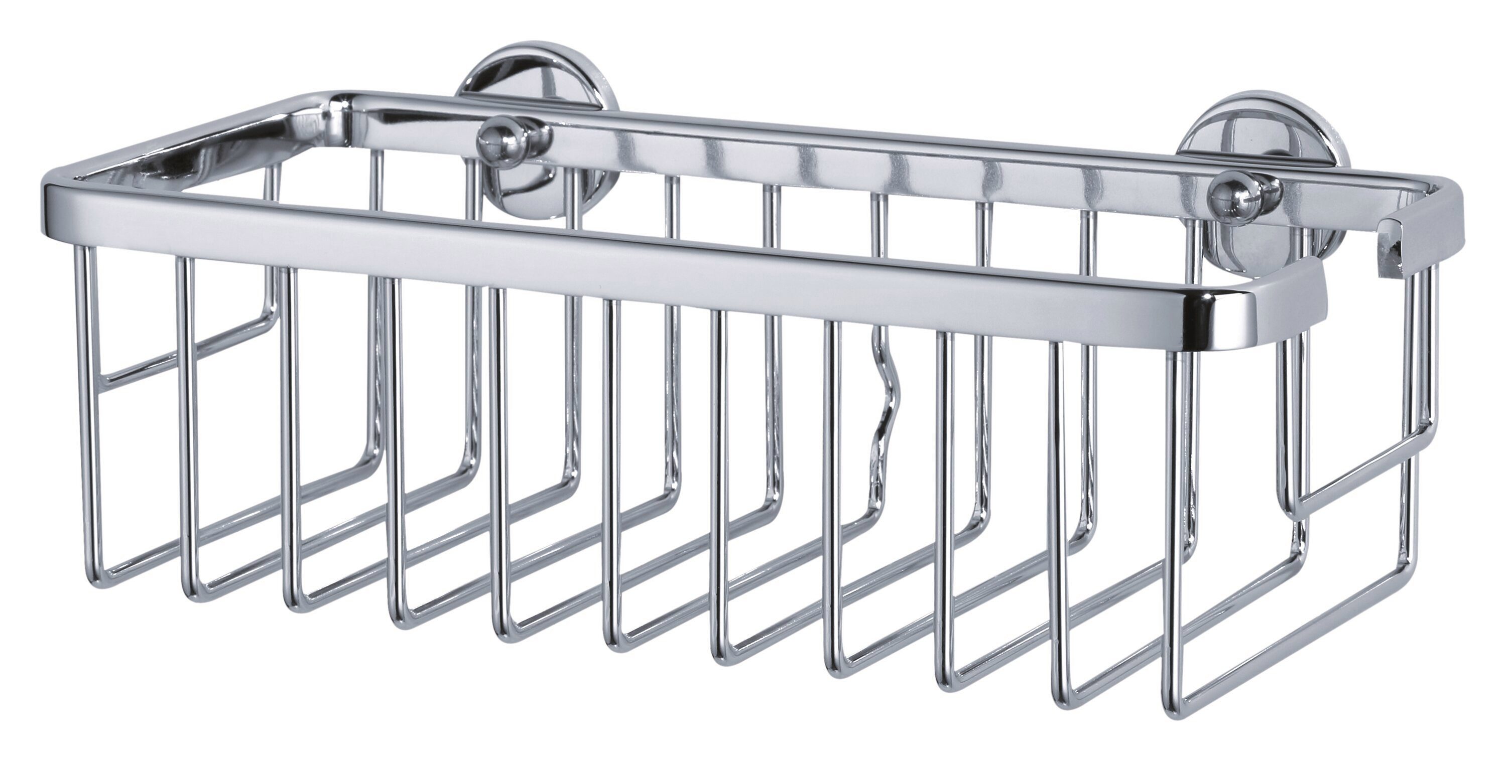 tesa Duschablage ALUXX Duschablagekorb ohne Bohren - 9,2 cm : 25 cm : 12,5 cm, Packung 1-tlg., selbstklebend - Hängeregal für die Dusche - chrom - silber glänzend