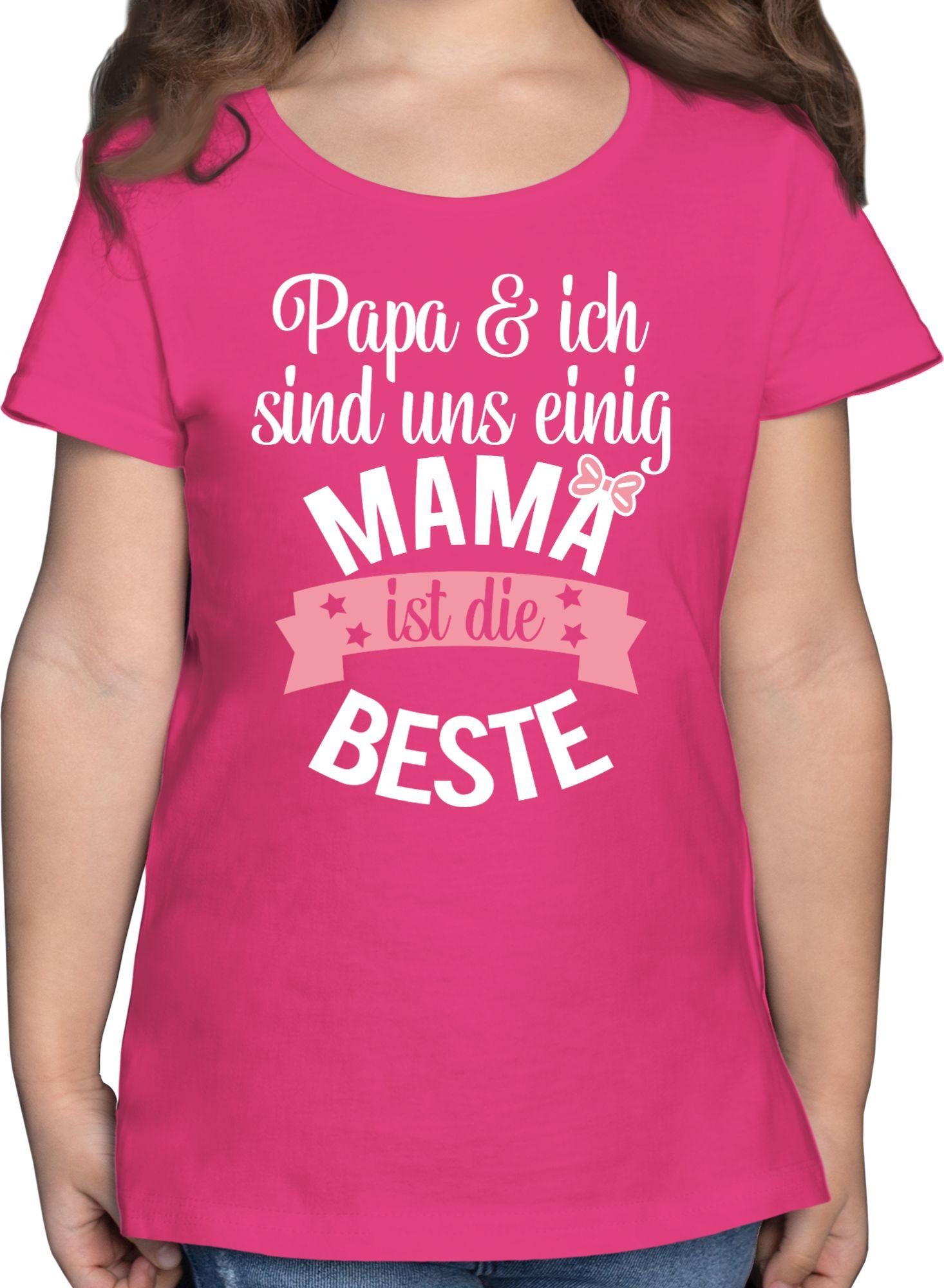 Shirtracer T-Shirt Mama ist die beste I Weltbeste Mutti Muttertagsgeschenk 1 Fuchsia