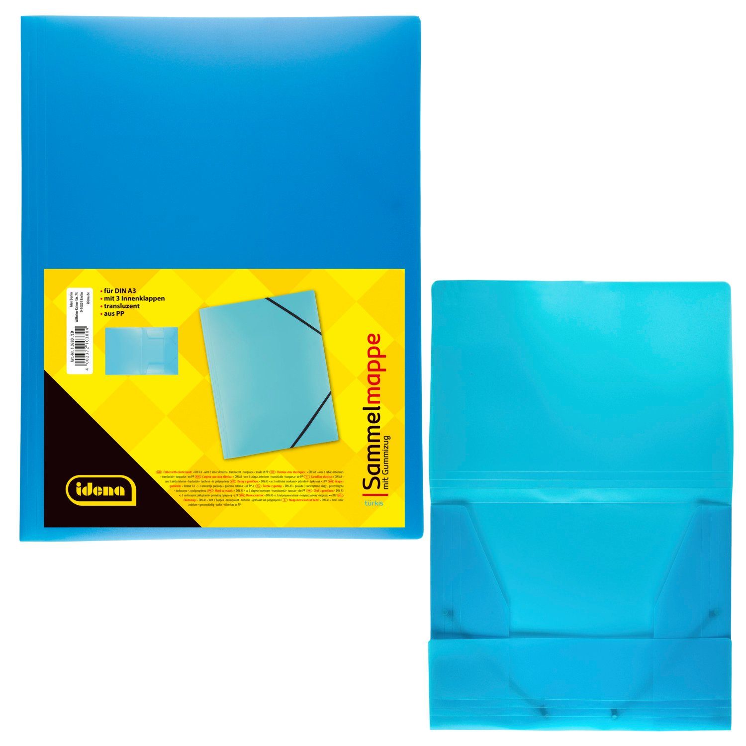Idena Hefter Idena 10380 - Sammelmappe mit Gummizug für DIN A3, aus Polypropylen