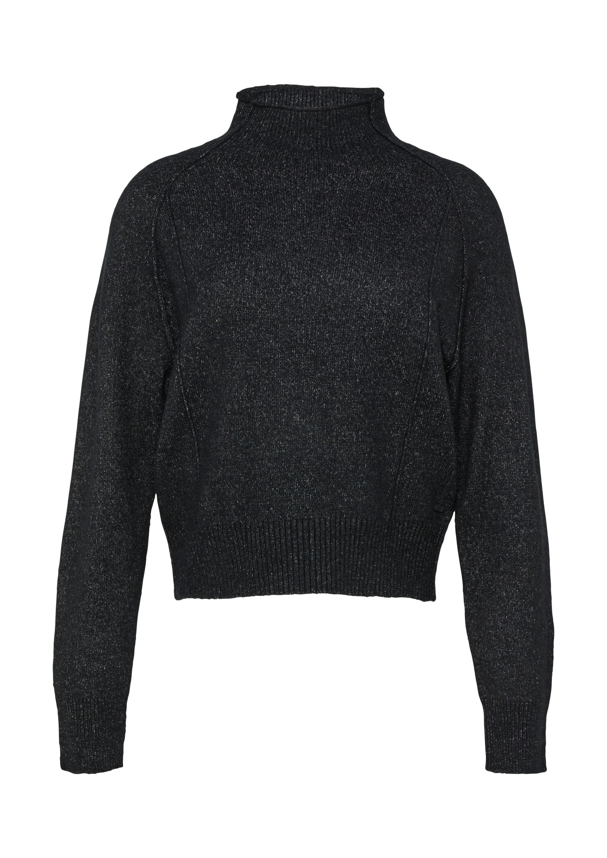 QS Longpullover Strickpullover Melierter Strickpullover mit Stehkragen günstig online kaufen