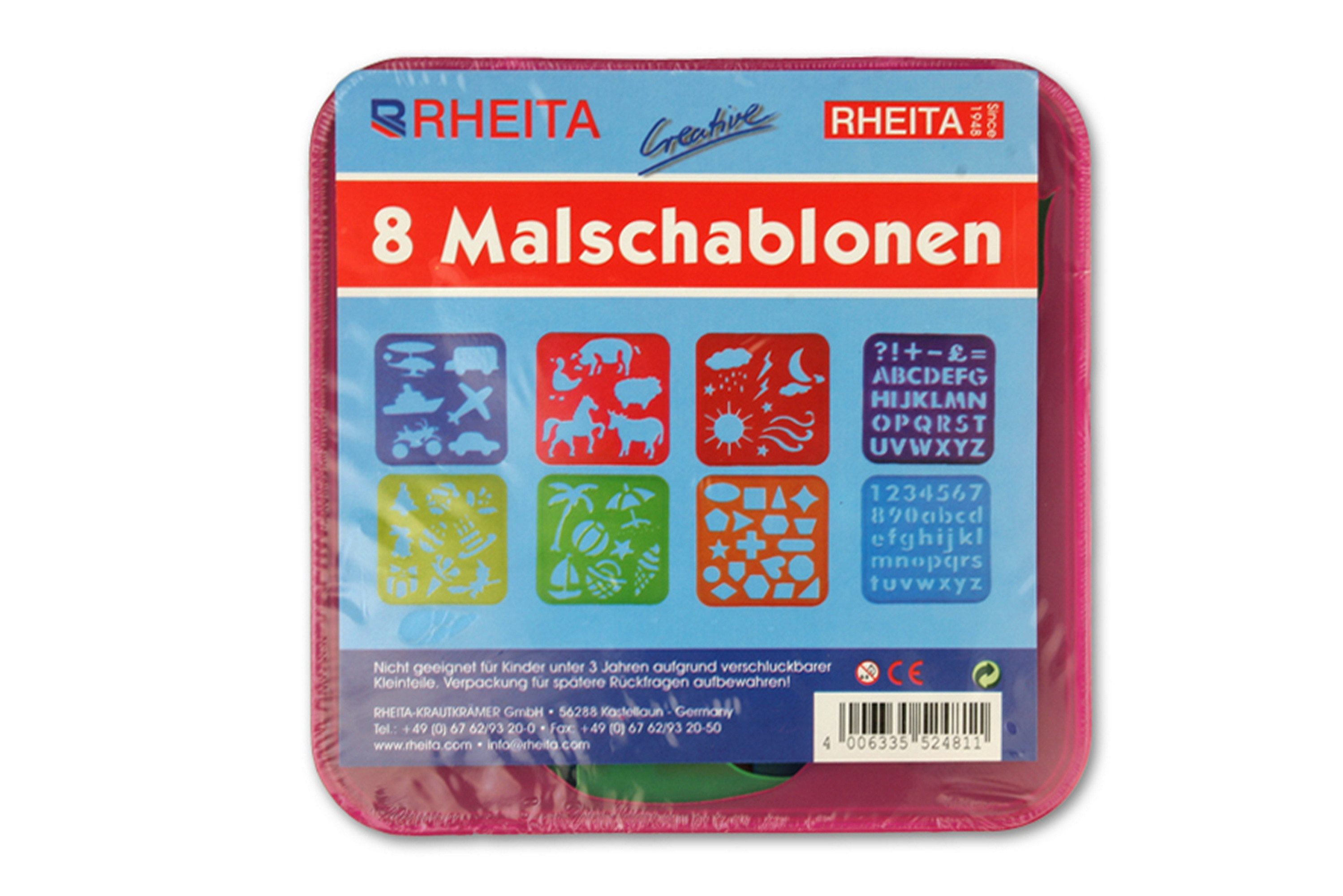 Rheita Malschablone Malschablonen Set 15x15cm / 8tlg. mit verschiedenen Motiven, Zahlen, B