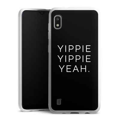 DeinDesign Handyhülle Yippie Yippie Yeah Black, Samsung Galaxy A10 Silikon Hülle Bumper Case Handy Schutzhülle