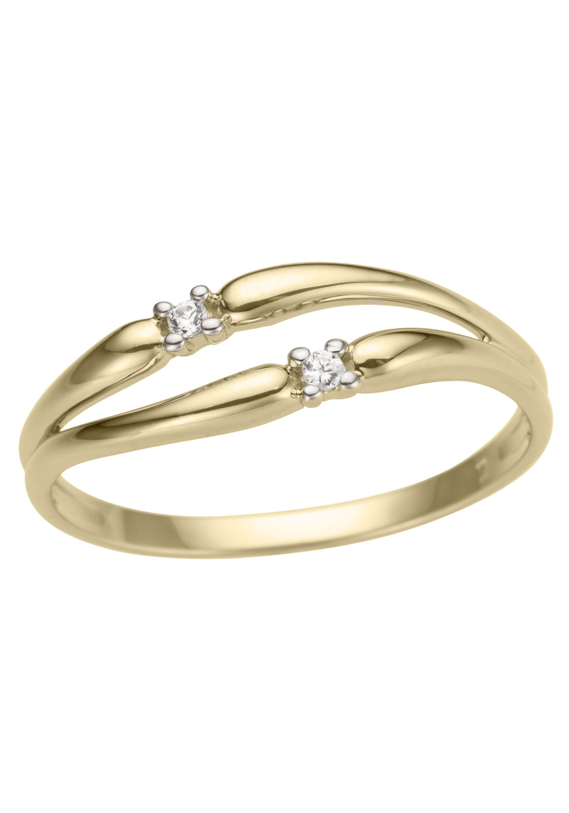 Firetti Goldring Schmuck Geschenk Gold 585, poliert, bicolor, mit Brillanten