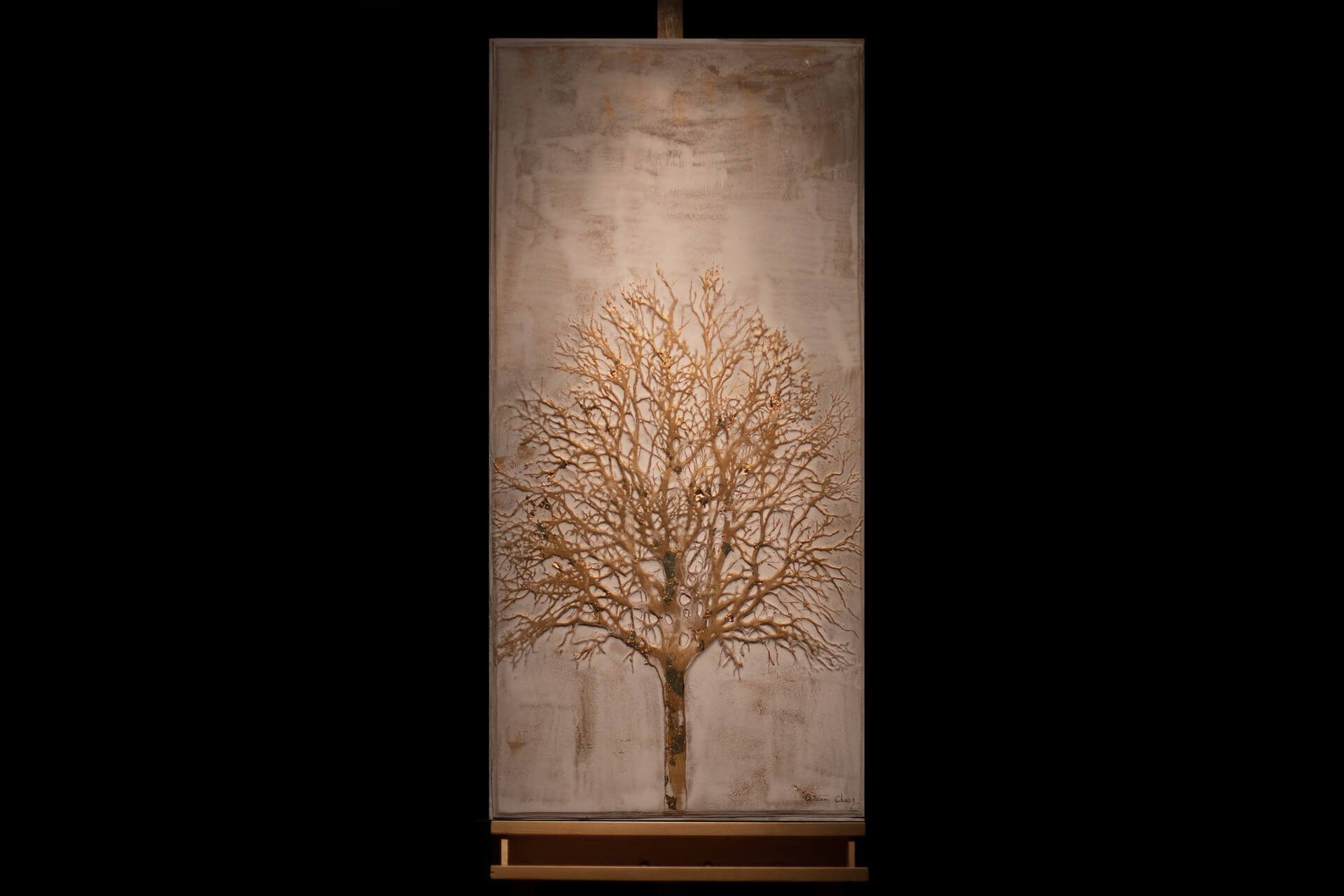 Life Tree KUNSTLOFT Gemälde of 100% Wandbild 60x120 cm, Leinwandbild HANDGEMALT Wohnzimmer