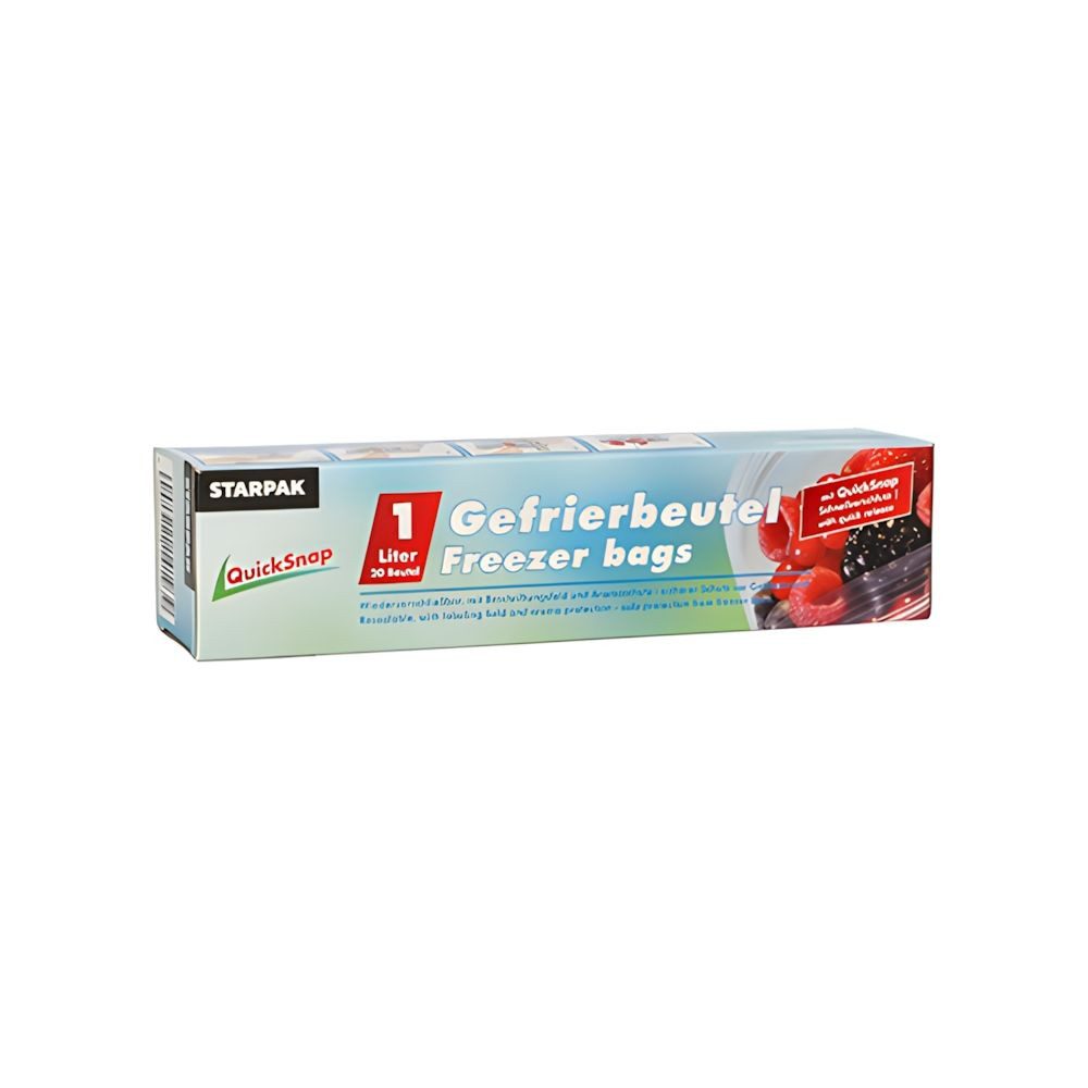 PAPSTAR Gefrierbeutel 20x QuickSnap Gefrierbeutel 1 l 20 x 18cm transparent in Faltschachtel