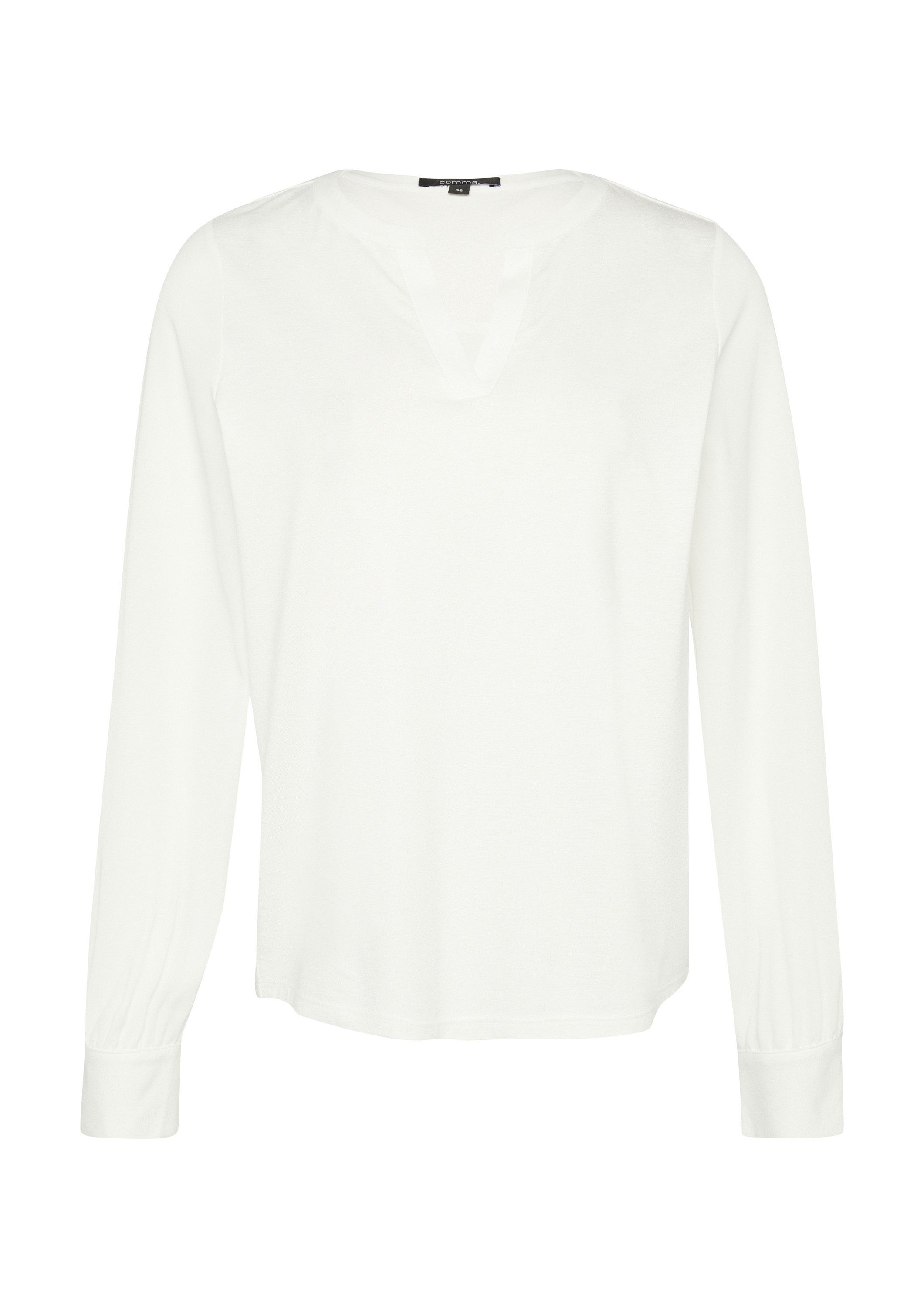 comma Langarmshirt T-Shirt Shirtbluse im Fabricmix günstig online kaufen