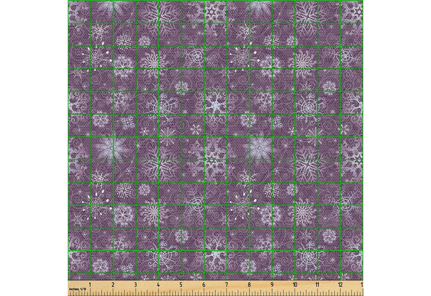 Thumbnail - Abakuhaus Stoff Schön Gewebten Stoff für Polster und Wohnaccessoires, Aubergine Weihnachten Schneeflocken Floral