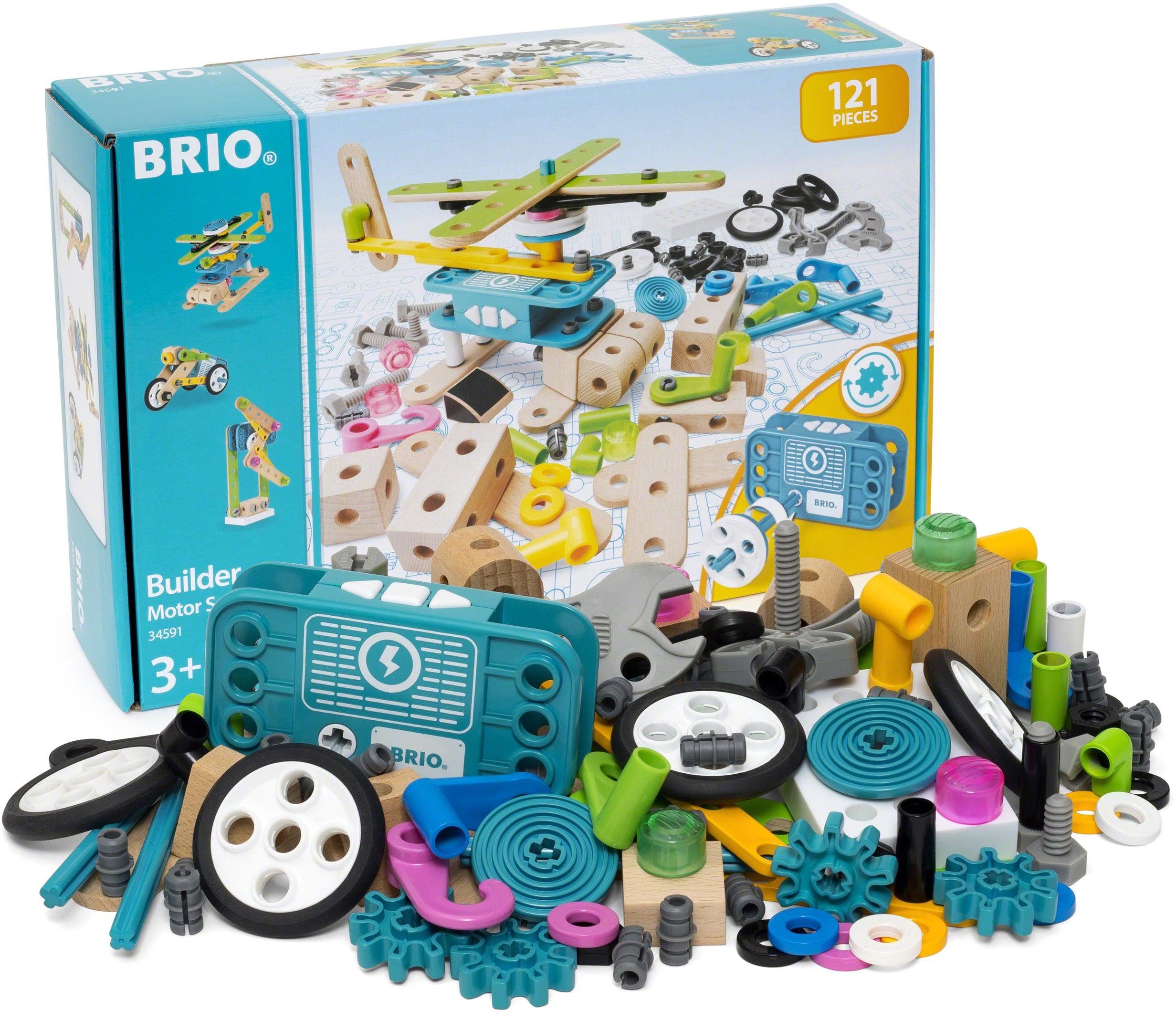BRIO® Builder Motor-Set Konstruktions-Spielset, (121 St), mit batteriebetreibenem Motor; FSC® - schützt Wald