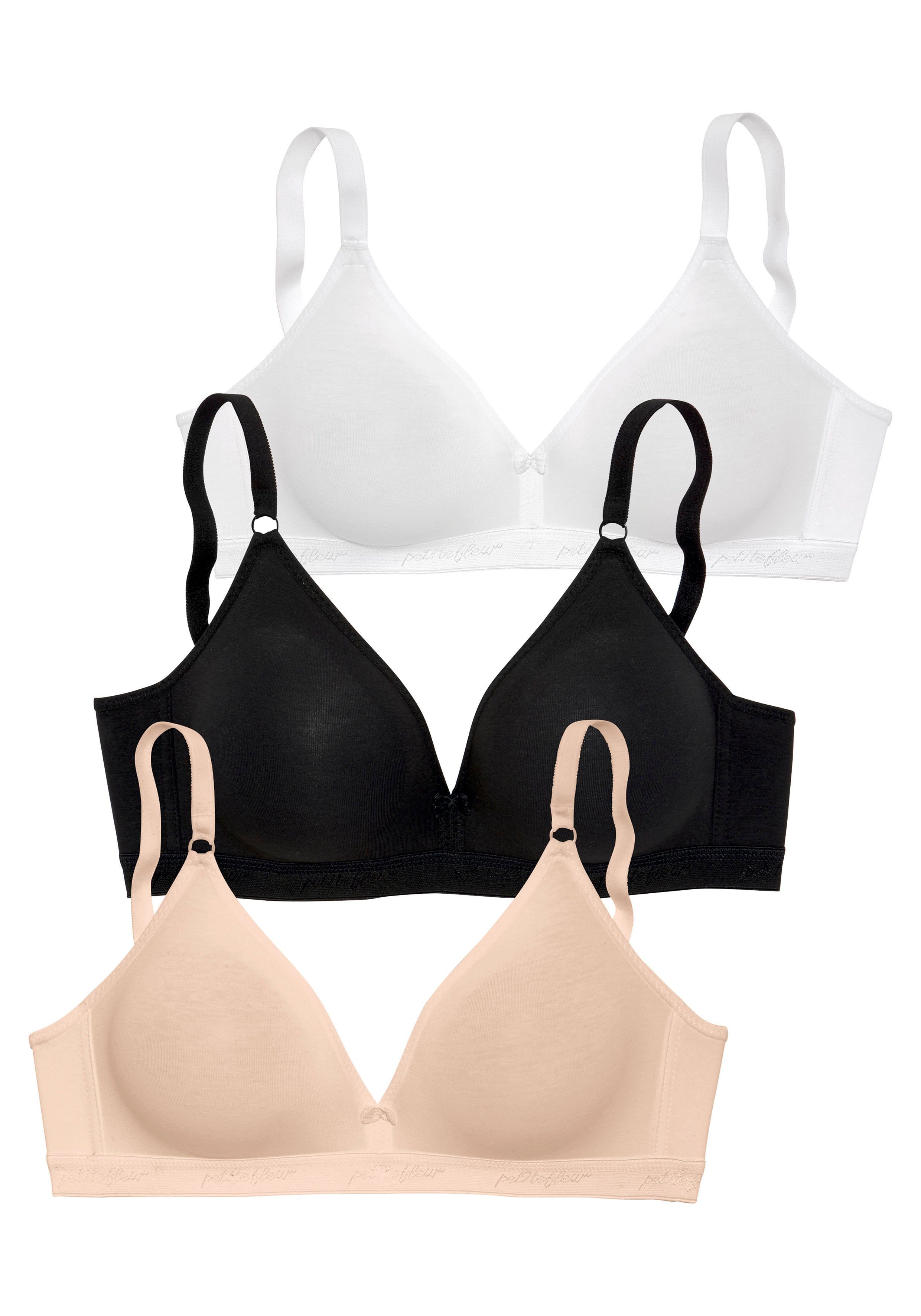 petite fleur by Lascana Bralette-BH, BH ohne Bügel, bügelloser BH, Triangel-BH, Baumwoll-BH (Packung, 3 Stück) aus weicher Baumwollqualität, bequemer BH – Bild 2 von 5