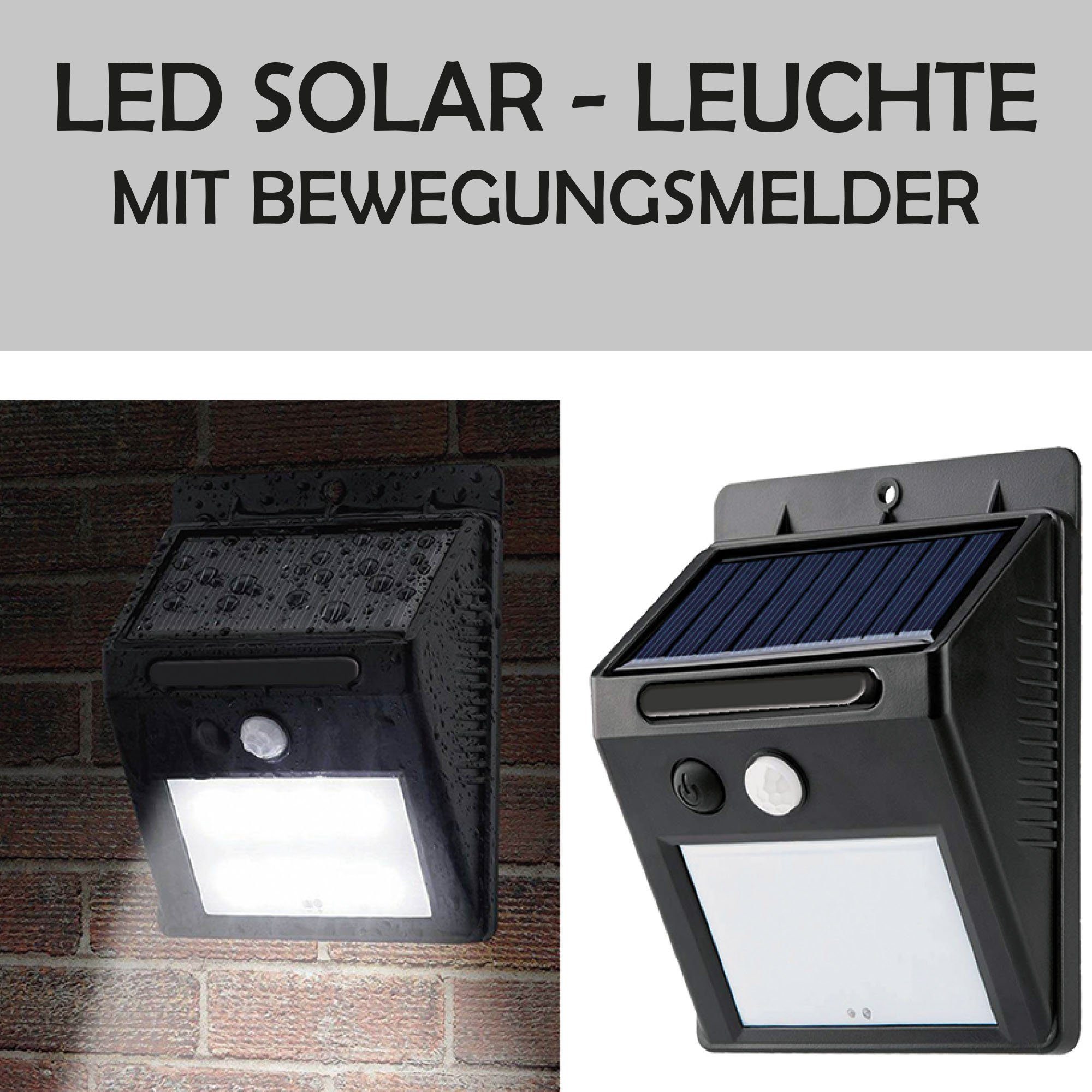 mit Solarleuchte Wandleuchte Bewegungsmelder, LED kaltweiß, Solar-Lampe Outdoor SL-04579, Bestlivings integriert, LED fest IP44, LED