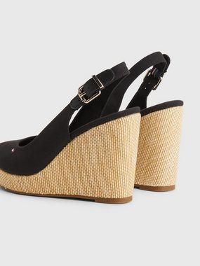 Tommy Hilfiger ICONIC ELENA SLING BACK WEDGE Keilsandalette, Sommerschuh, Sandale, Keilabsatz, mit verstellbarer Schnalle