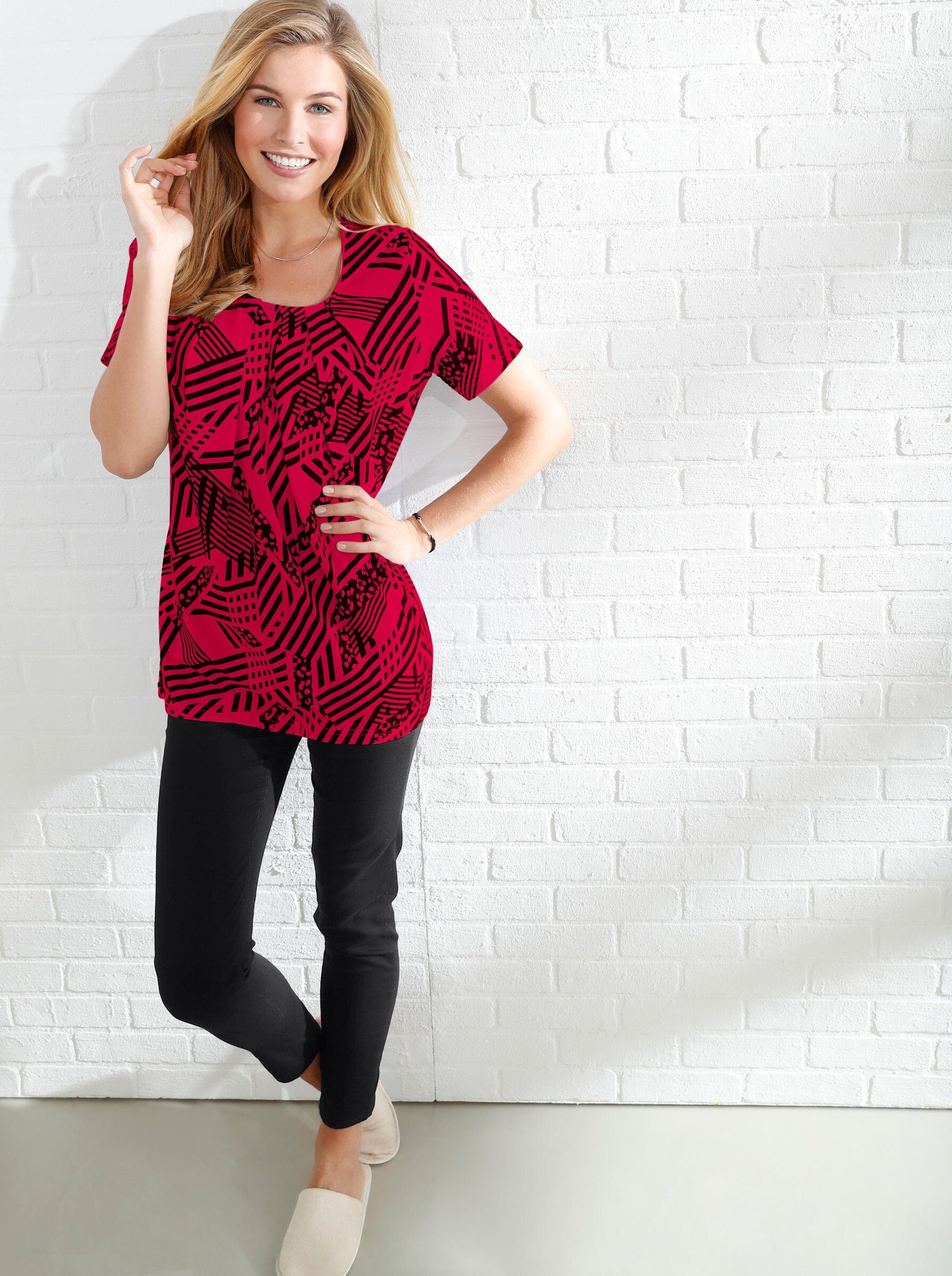 Sieh an! T-Shirt Longshirt . in A-Linie, mit grafischem Muster günstig online kaufen