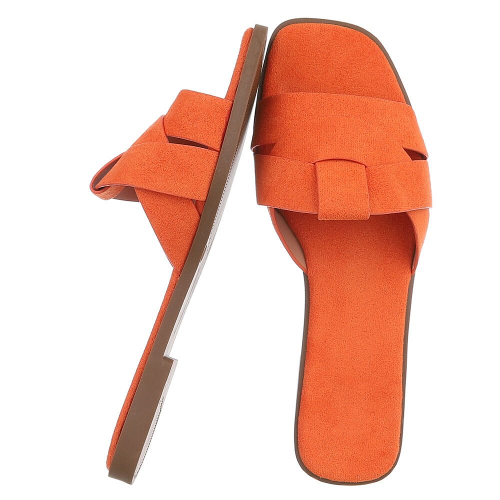 Ital-Design Moderne Damen Sandalen mit geflochtenem Design für Freizeit Pantolette (91117172) Blockabsatz Pantoletten in Orange
