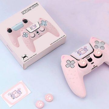 HYTIREBY Controller-Schutzhülle Pink Cat Paw PS5 Controller Gamepad Zubehör, PS5 Controller Gamepad Anti-Rutsch-Silikon-Schutzhülle