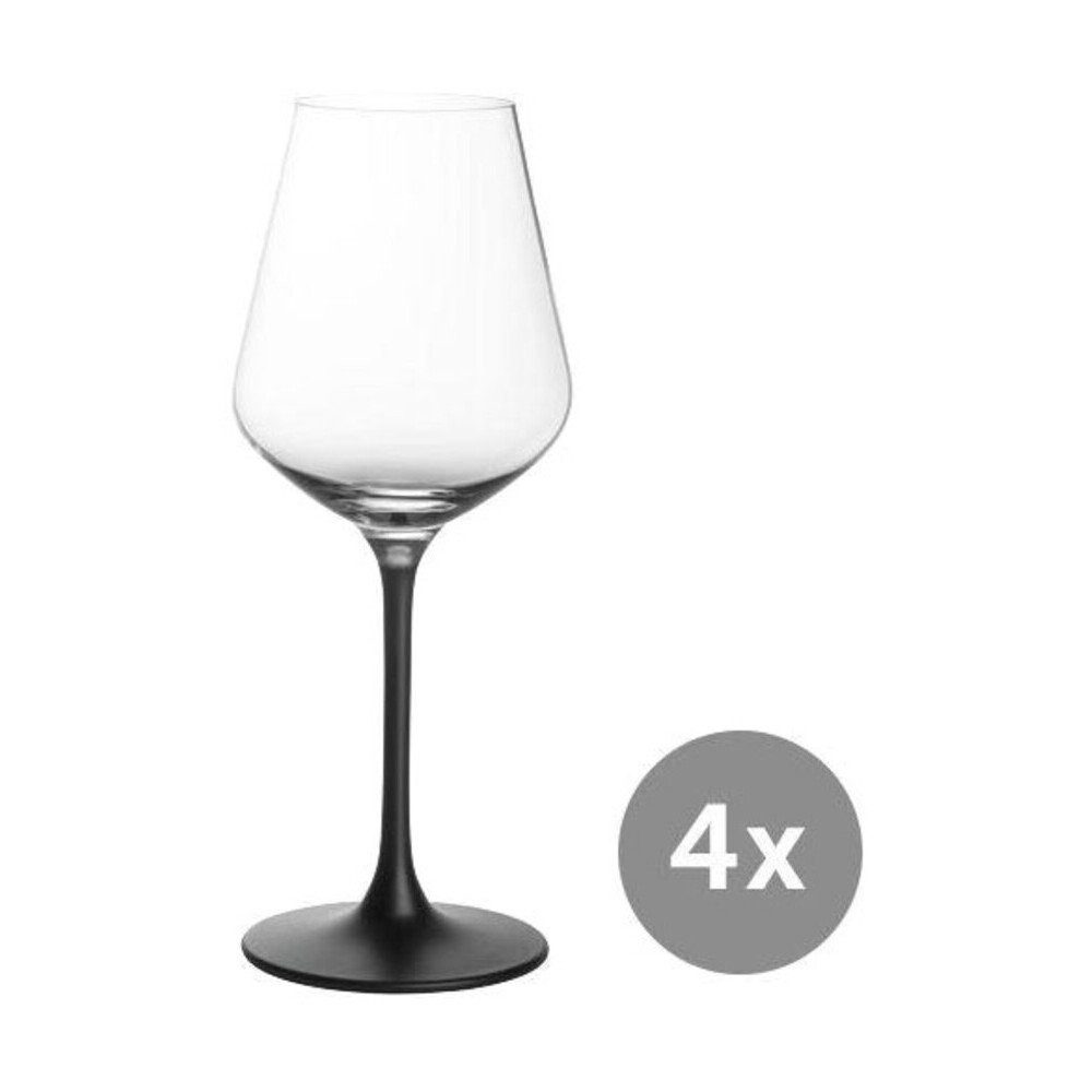 Villeroy & Boch Rotweinglas Rotweinglas 4er-Set Manufacture Rock, 4-tlg., Kristallglas, Rotweinglas, 4-tlg., Ø9,6cm, Kristallglas, schwarz
