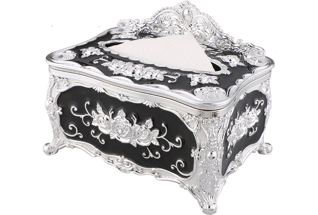 Dekonaz Aufbewahrungsbox Serviettenhalter, Serviettenspender, Silber & Schw günstig online kaufen