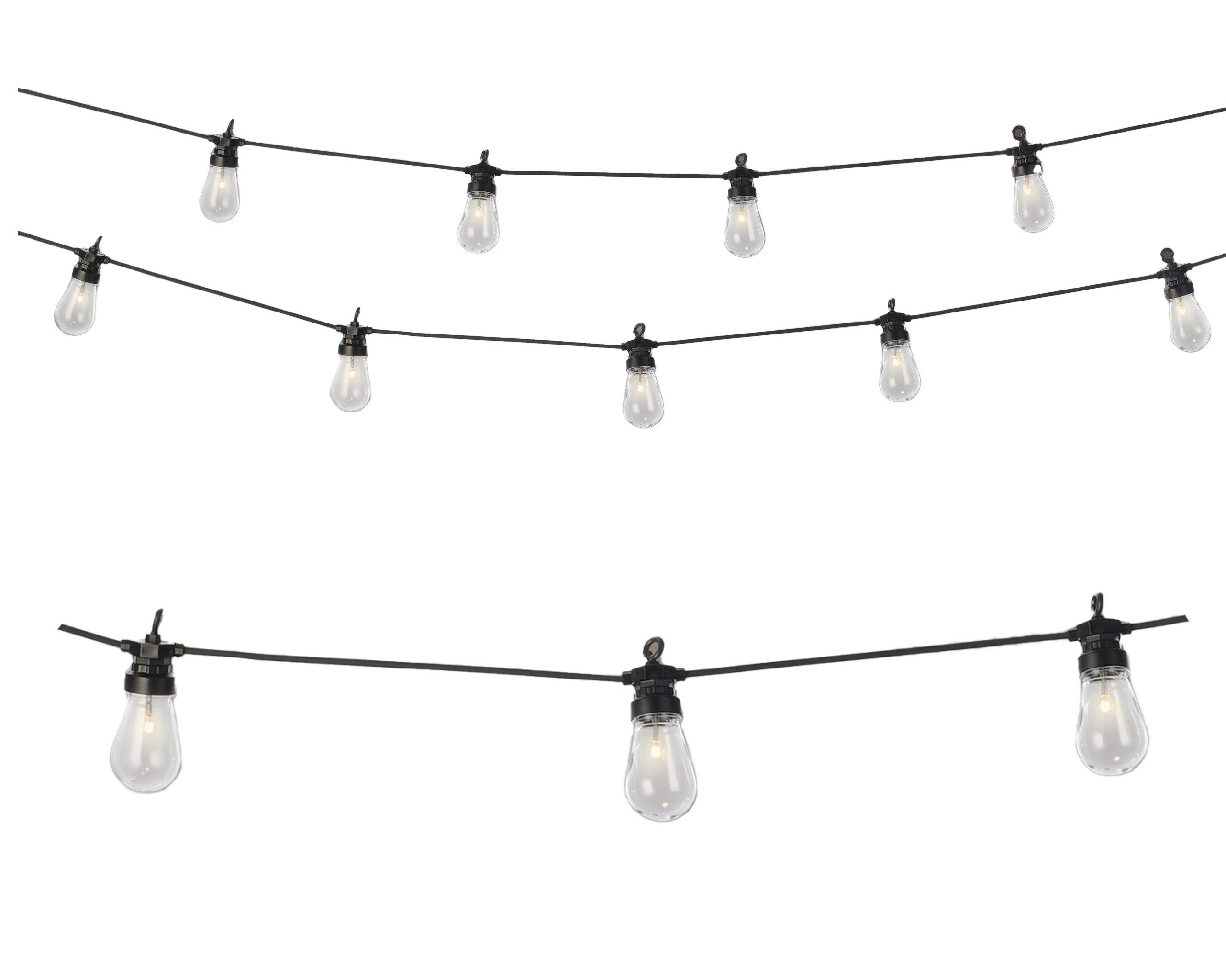 Lumineo LED-Lichterkette, LED Lichterkette mit 20 Glühbirnen Outdoor 9,5m Trafo Klassisch Warm