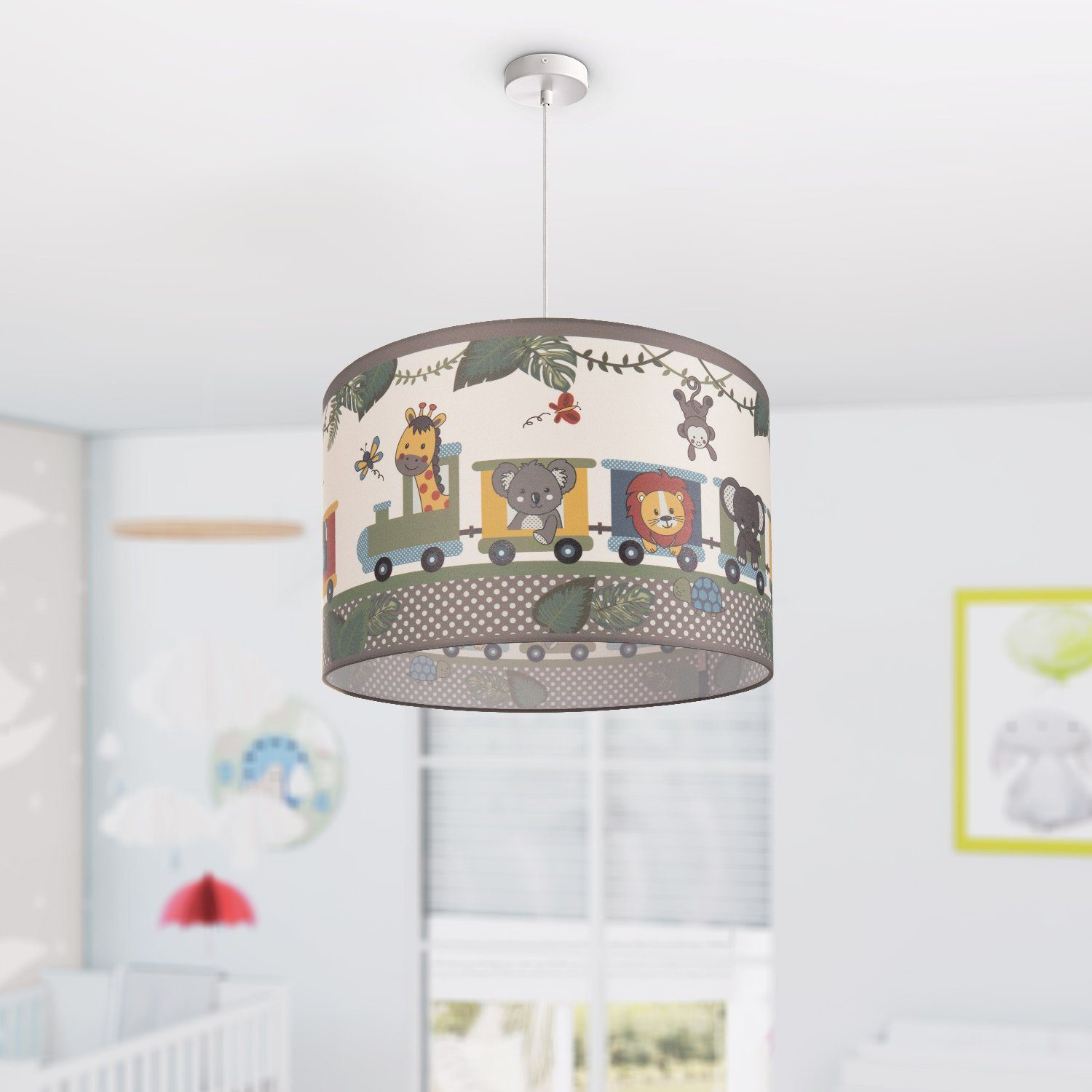 Paco Home Pendelleuchte Leuchtmittel, Tieren, Diamond ohne Deckenlampe 635, LED E27 Kinderlampe Lampe Zug Kinderzimmer