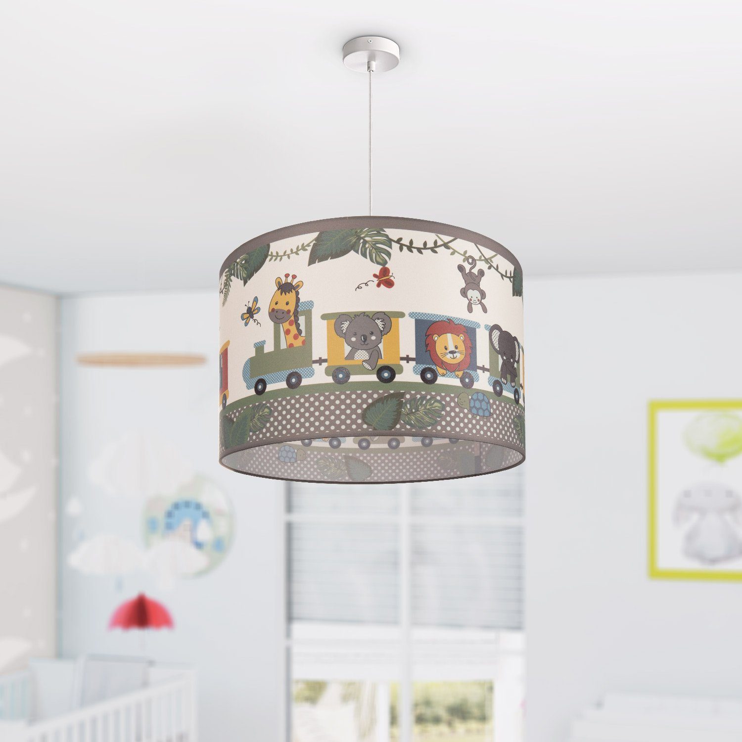 Paco Home Pendelleuchte Diamond 635, ohne Leuchtmittel, Kinderlampe  Deckenlampe LED Kinderzimmer Lampe Zug Tieren, E27 | Deckenlampen
