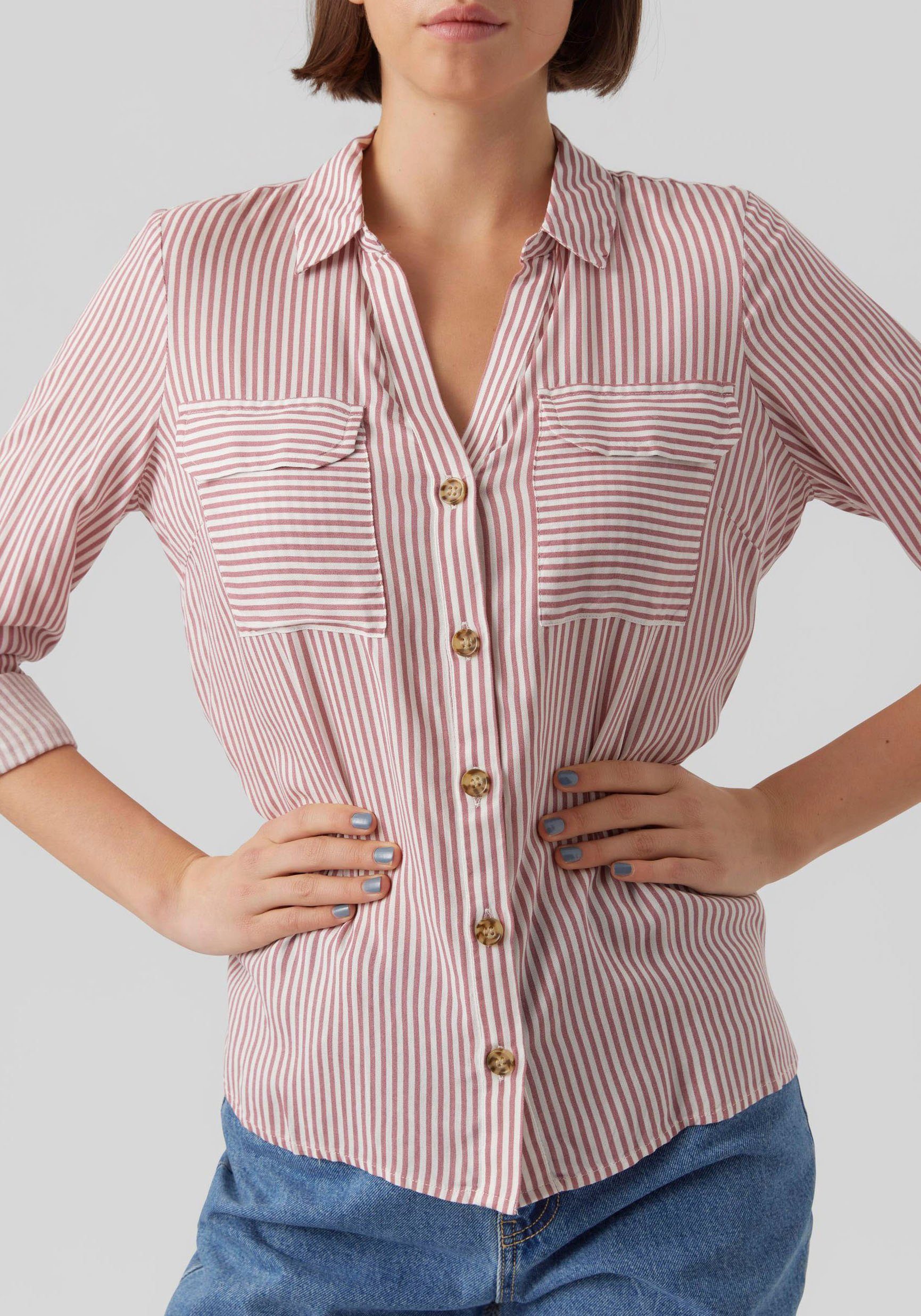 Vero Moda Hemdbluse SHIRT stripes White NOOS L/S rose Snow WVN VMBUMPY GA NEW