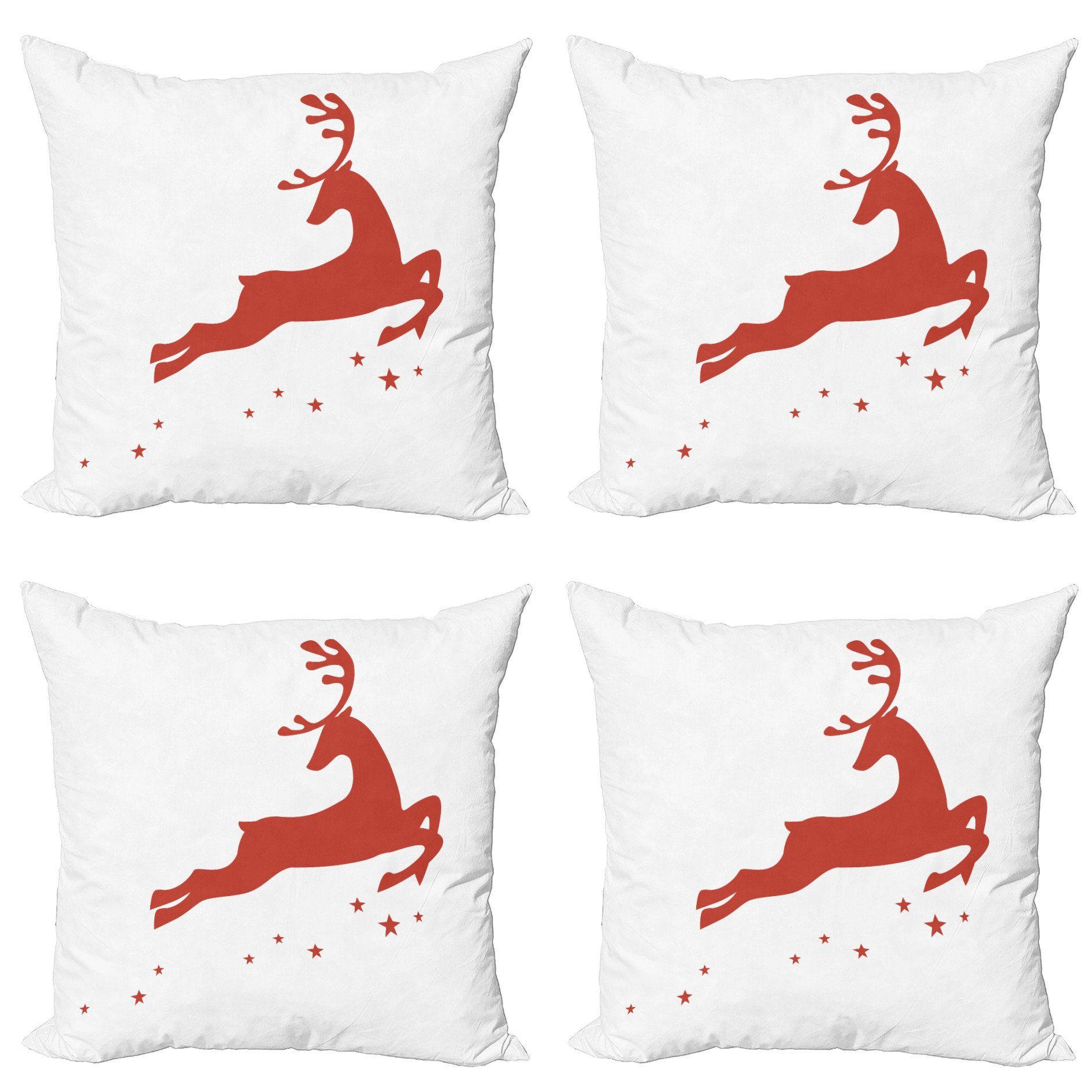 Abakuhaus Sterne Stück), Kissenbezüge Jumping (4 Doppelseitiger Accent rot Reindeer Digitaldruck, Modern