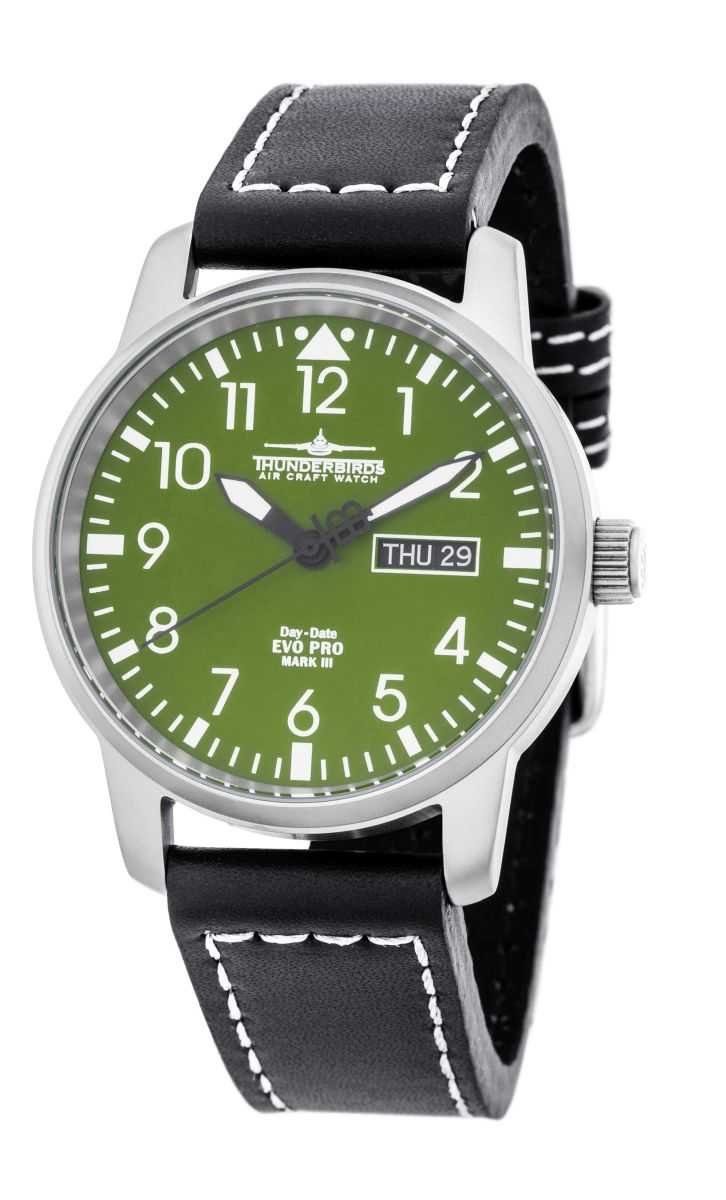 Thunderbirds Quarzuhr EvoPro Fliegeruhr TB1068-06 Lederband 40 mm