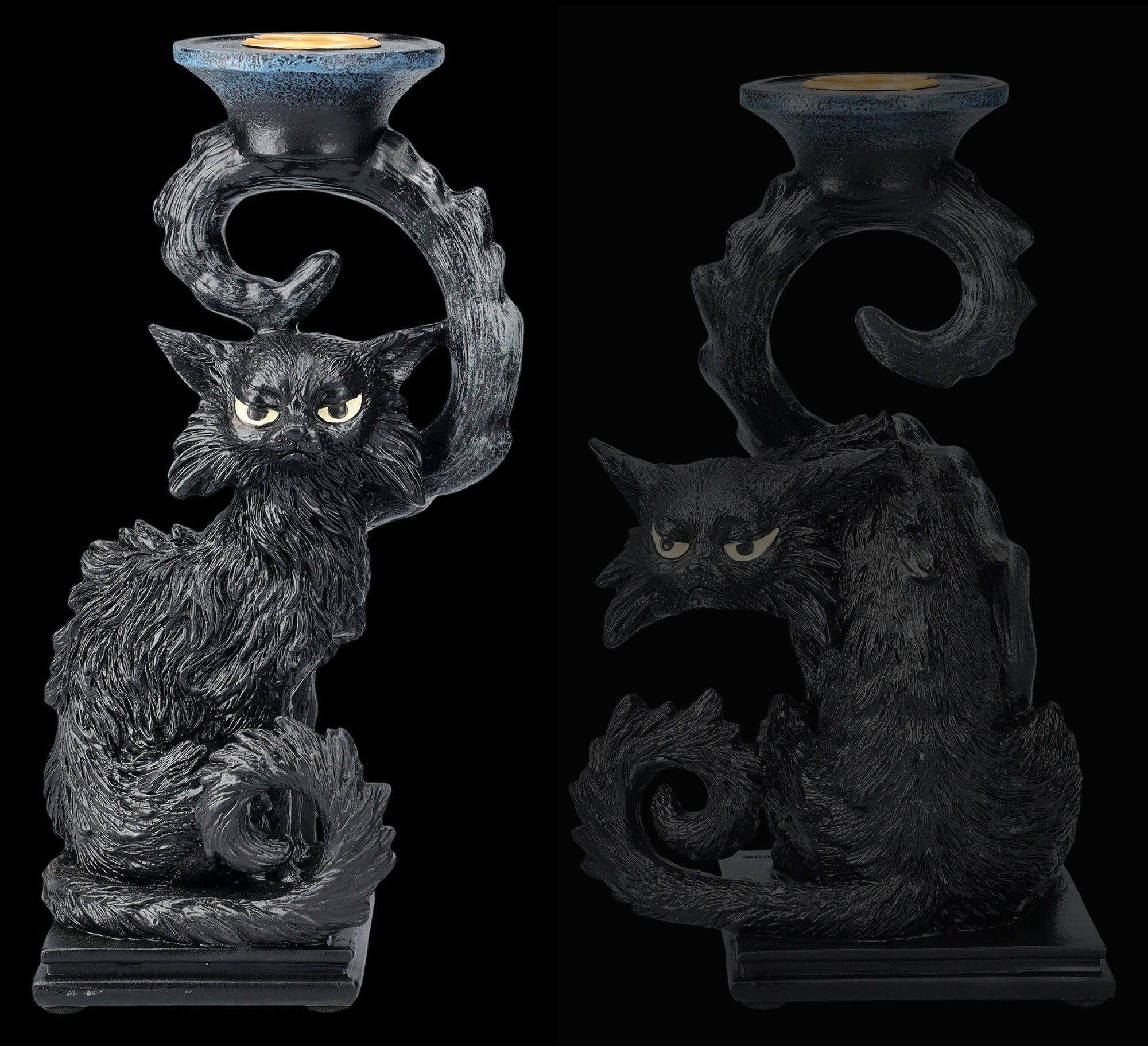 Nemesis Now Kerzenständer Kerzenhalter Tierdeko Salem Schwarze - Tierfigur Fantasy Katze 