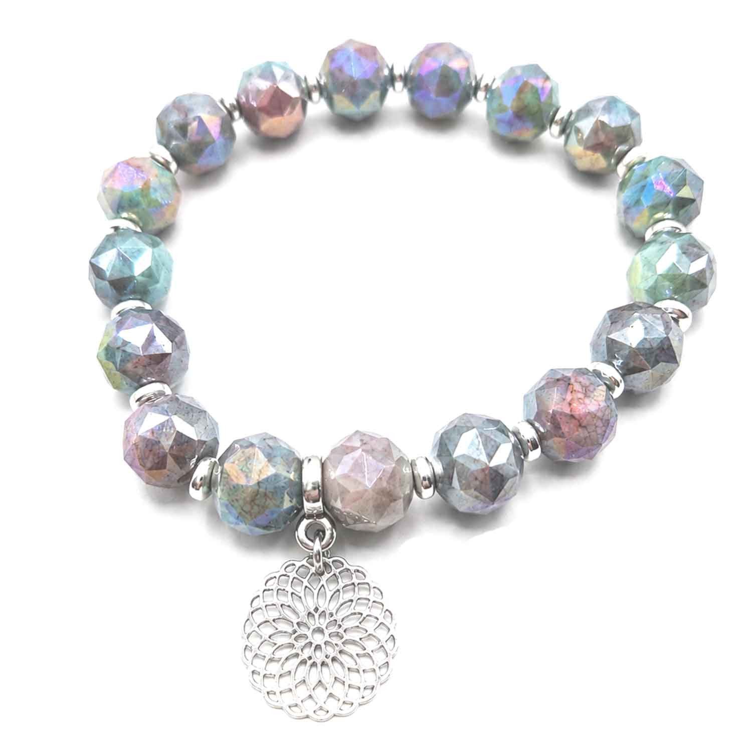 Perlenarmband Nadja mit facettierten Glasperlen & Anhänger