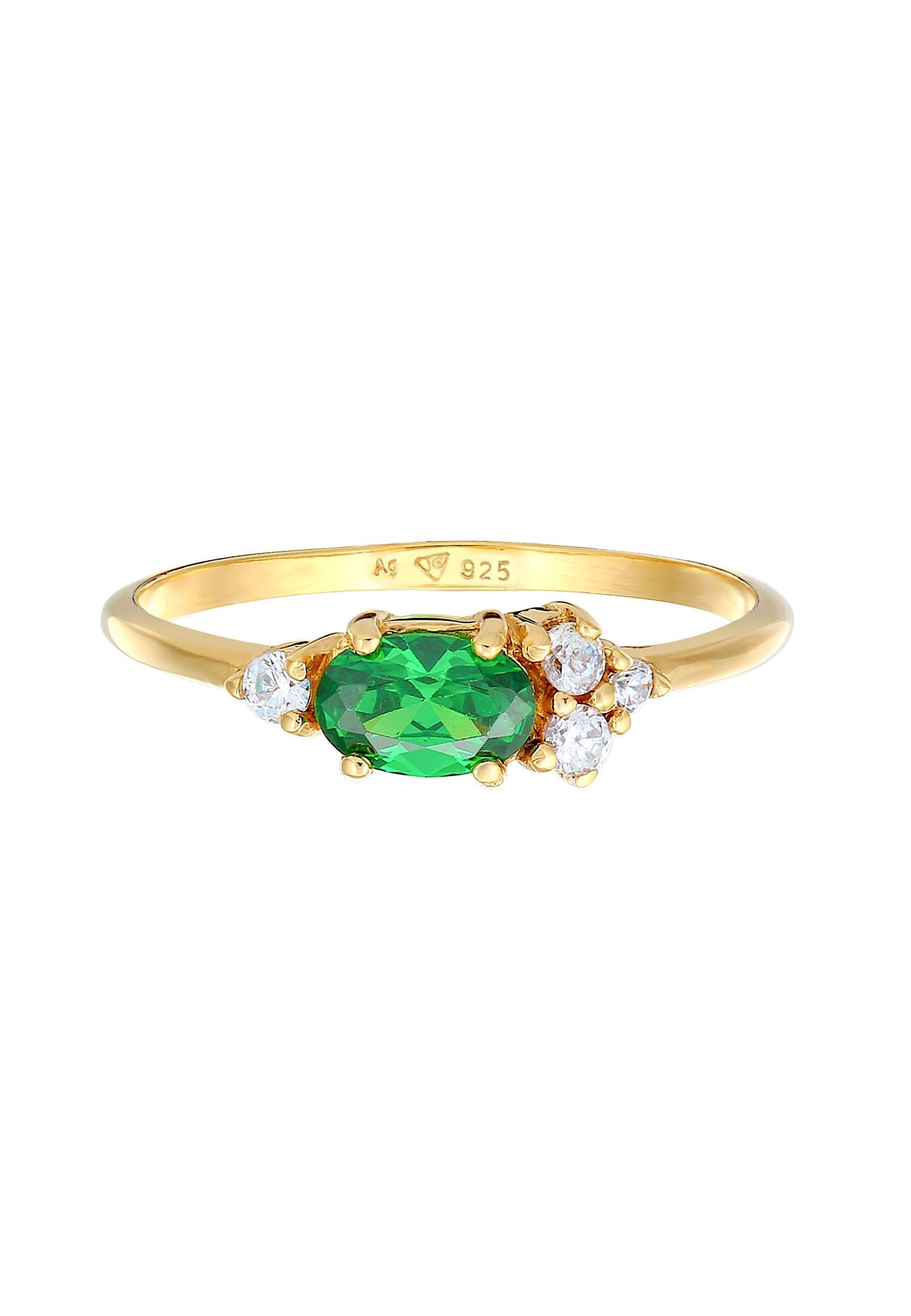 Grün Gold Zirkonia Fingerring Silber Verlobung Elli Smaragd 925