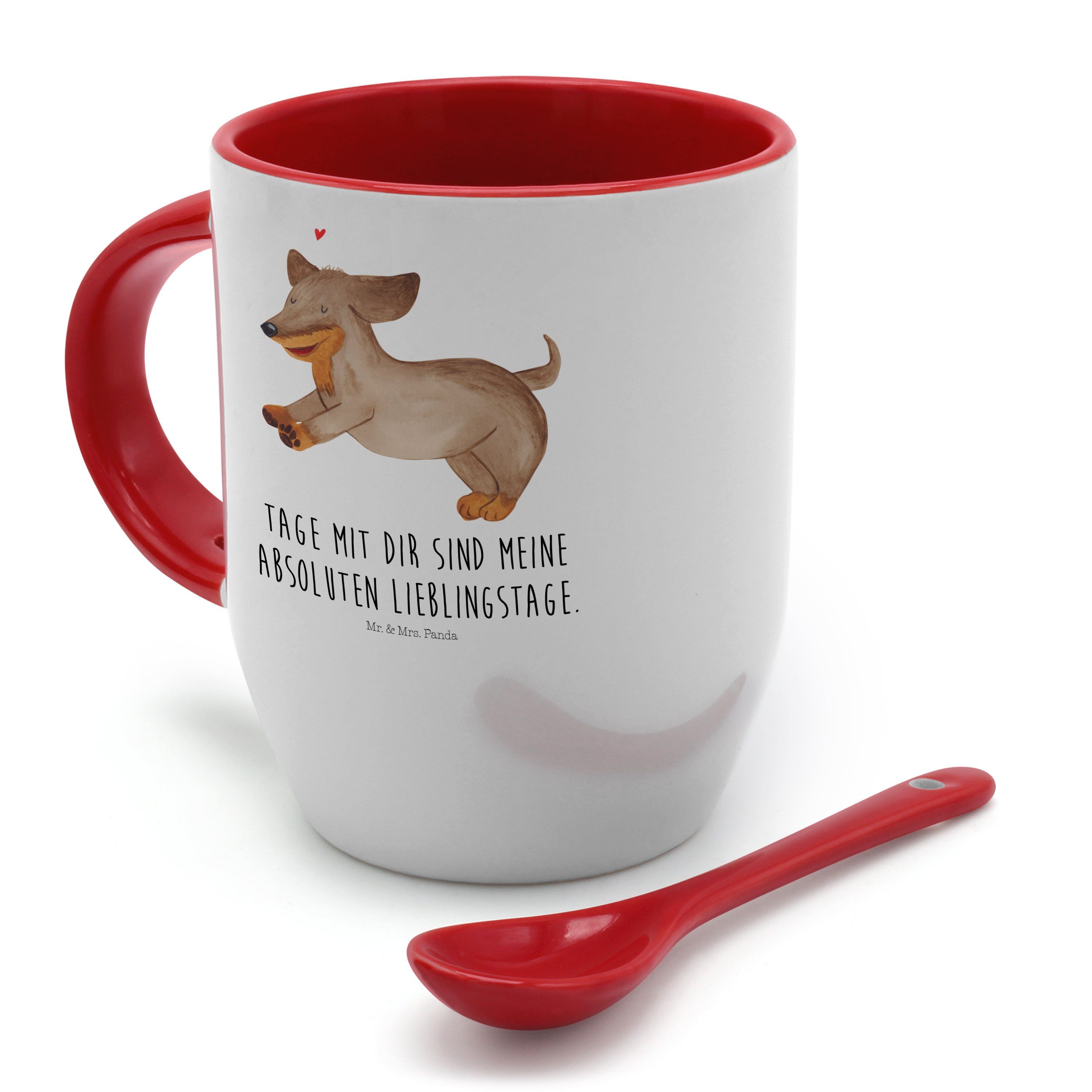 Dackel Keramik Mrs. Weiß Mr. - - Panda fröhlich Tasse Tasse Geschenk, Hund mit, Dachshund, & Tassen,