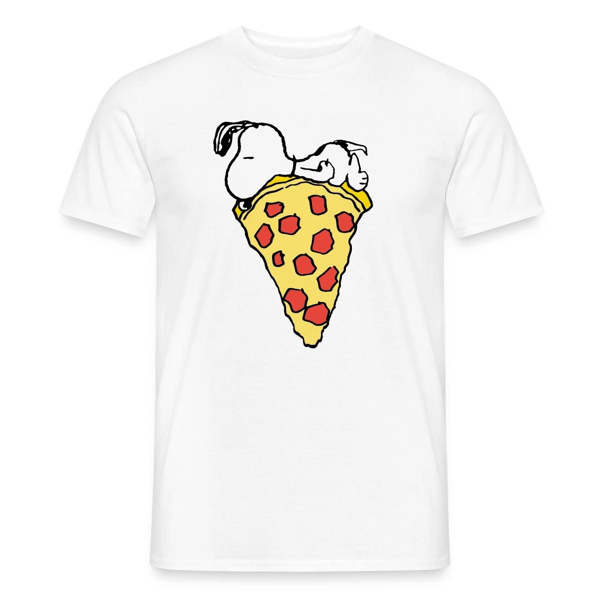 Spreadshirt T-Shirt Peanuts Snoopy Mit Großem Pizzastück Männer T-Shirt (1-tlg)