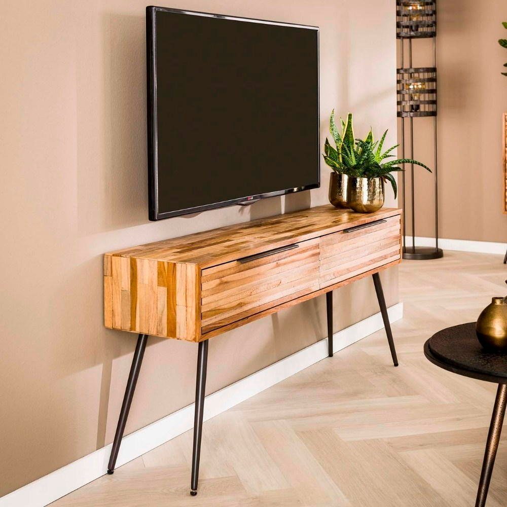 RINGO-Living Sideboard Massivholz TV-Lowboard Vaiana mit 2 Schubladen in  Natur-dunkel und, Möbel
