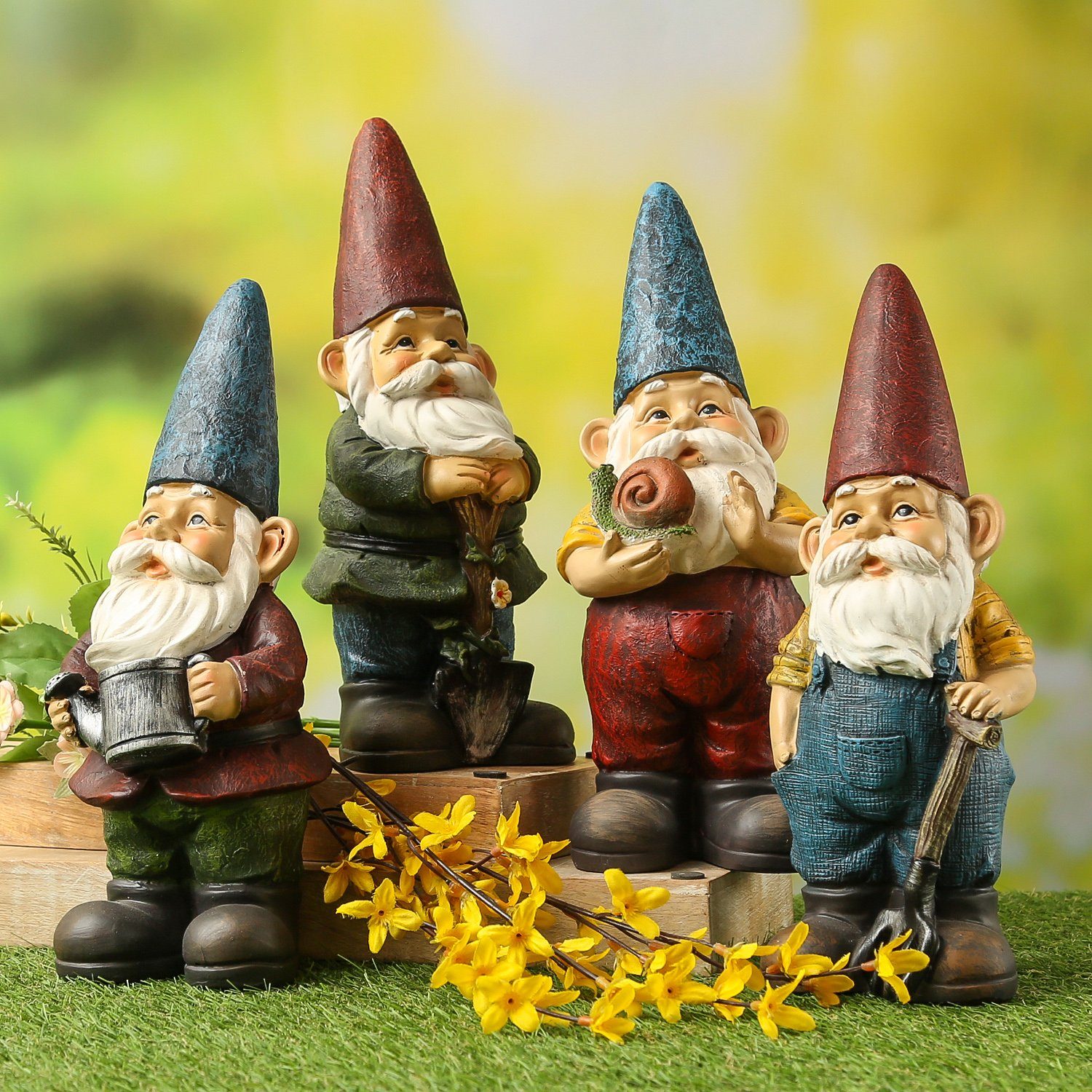 MARELIDA Gartenzwerg HANS Zwerg mit Gießkanne Dekofigur Polyresin Gartenfigur Gnom 29cm, (1 St)