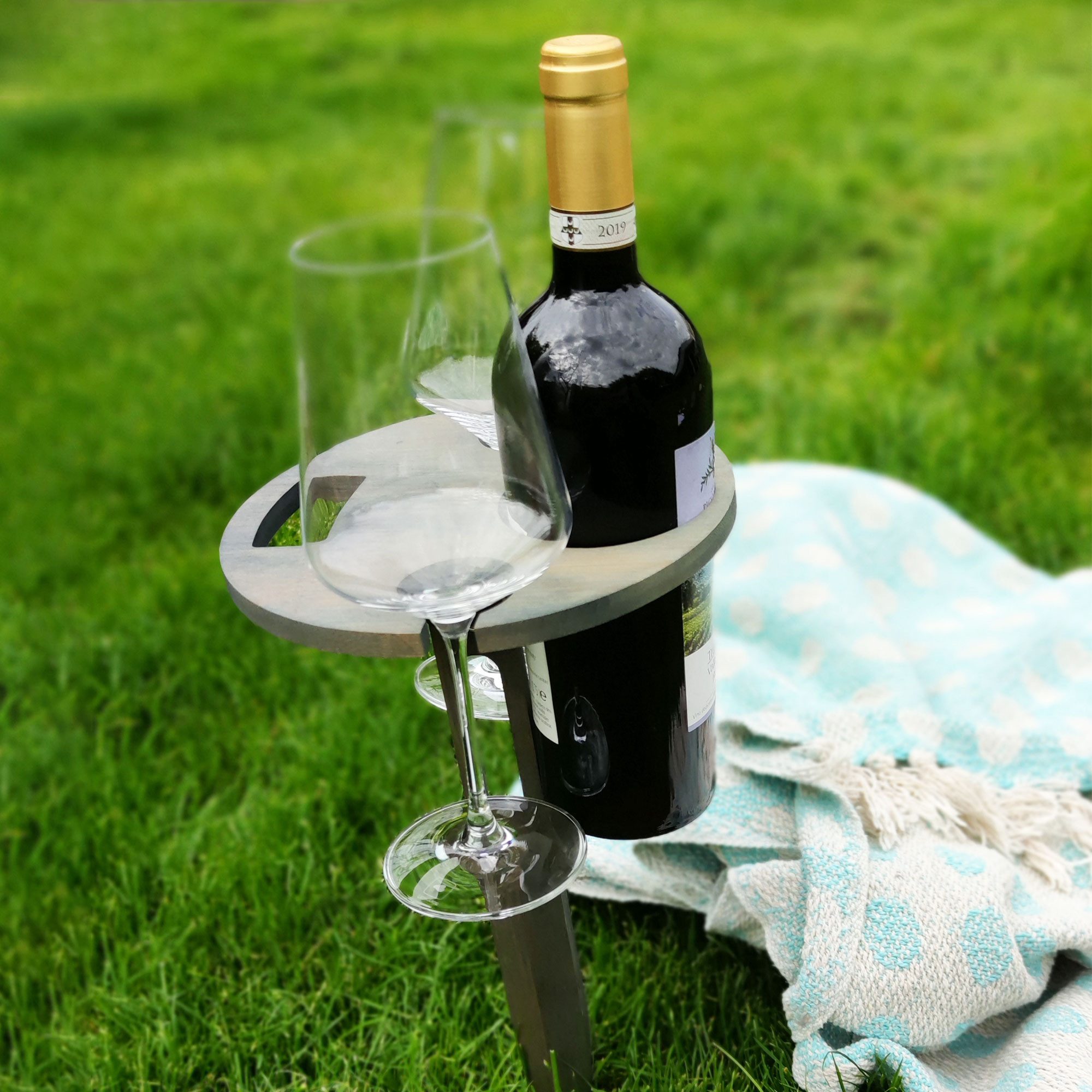 UNUS GARDEN Klapptisch Weinhalter klappbar,Weintisch aus Bambus (2-St., Höhe: ca. 43 cm), Gartentisch, Beistelltisch, Getränkehalter, Campingtisch