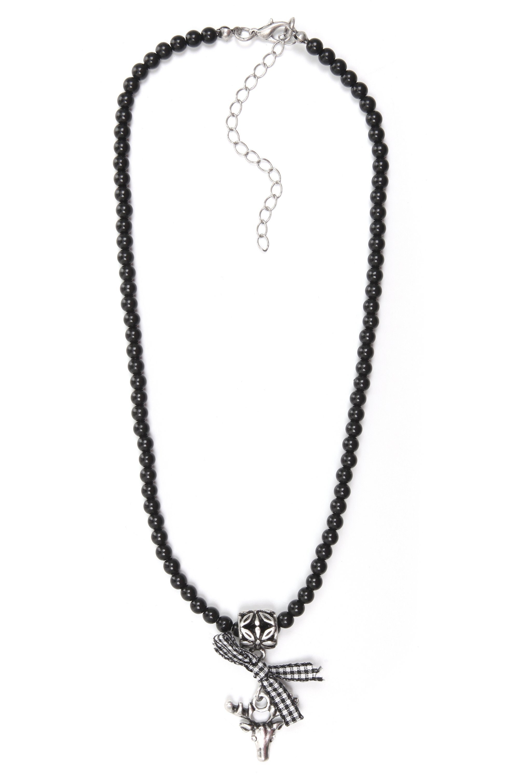 Allgäu Rebell Collier Hirsch, mit Hirschkopfanhänger und Schleife