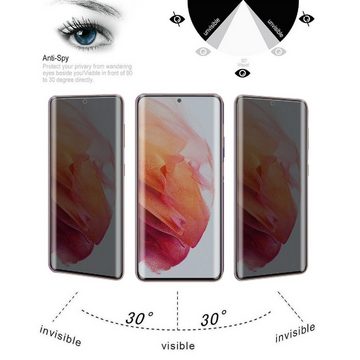 Protectorking Schutzfolie 2x 9H Hartglas für Samsung Galaxy S21 Ultra FULL CURVED Privacy ANTI-S, (2-Stück), Displayschutz, Schutzglas ANTI-SPY PRIVACY BLICKSCHUTZ 9H Härte