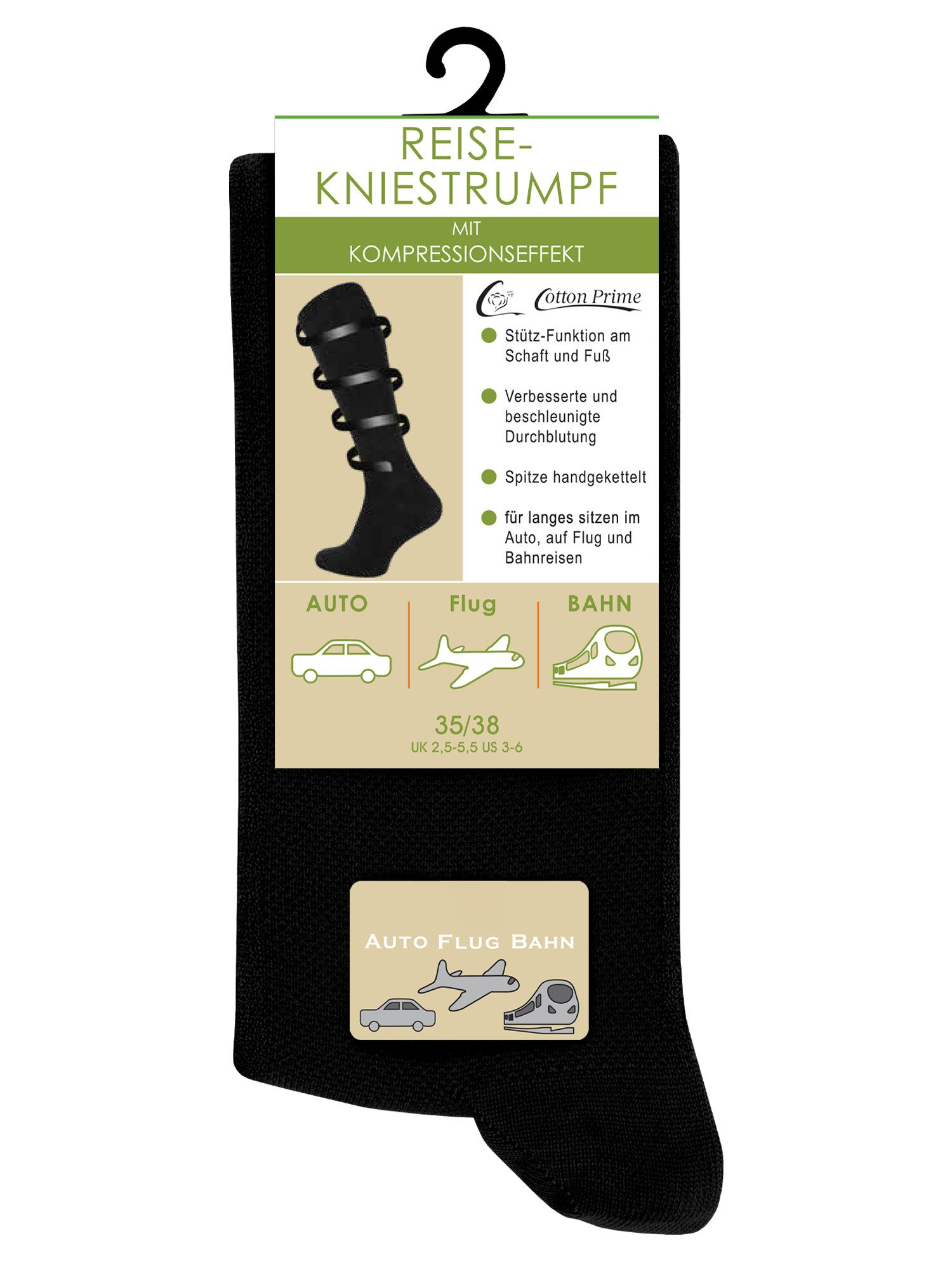 Cotton Prime® Stützkniestrümpfe Kompressionsstrümpfe mit Kompressionseffekt