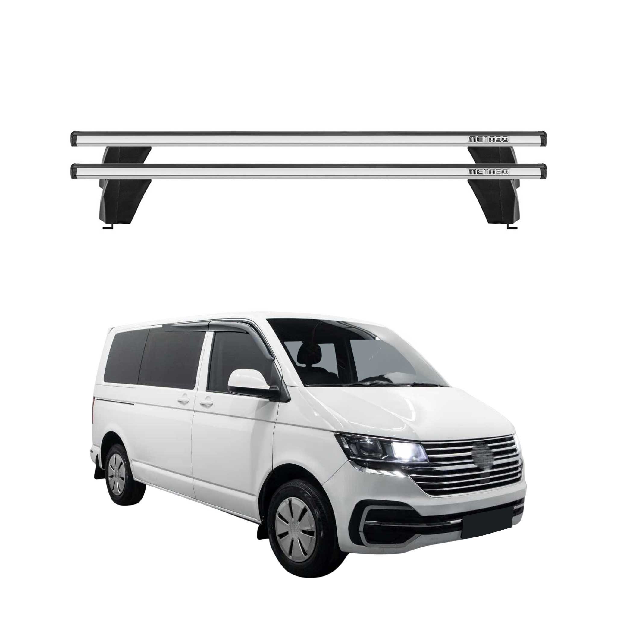 OMAC Dachträger Menabo Querträger für VW T6 T6.1 alle 2015-2024 ABE Aluminium Grau (2-St), Wasserbeständig,Abnehmbar,Multifunktional,Leichtgewichtig