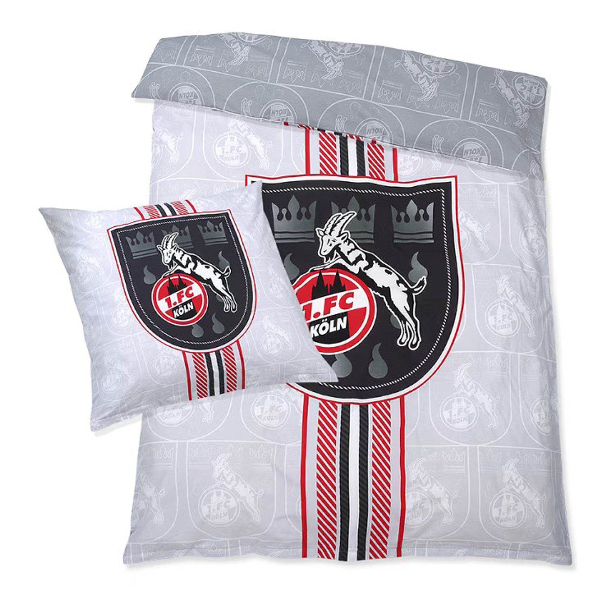 1. FC Köln Bettwäsche "Leuchtend Logo + Stadtwappen" 100% Baumwolle 135 x 2 günstig online kaufen