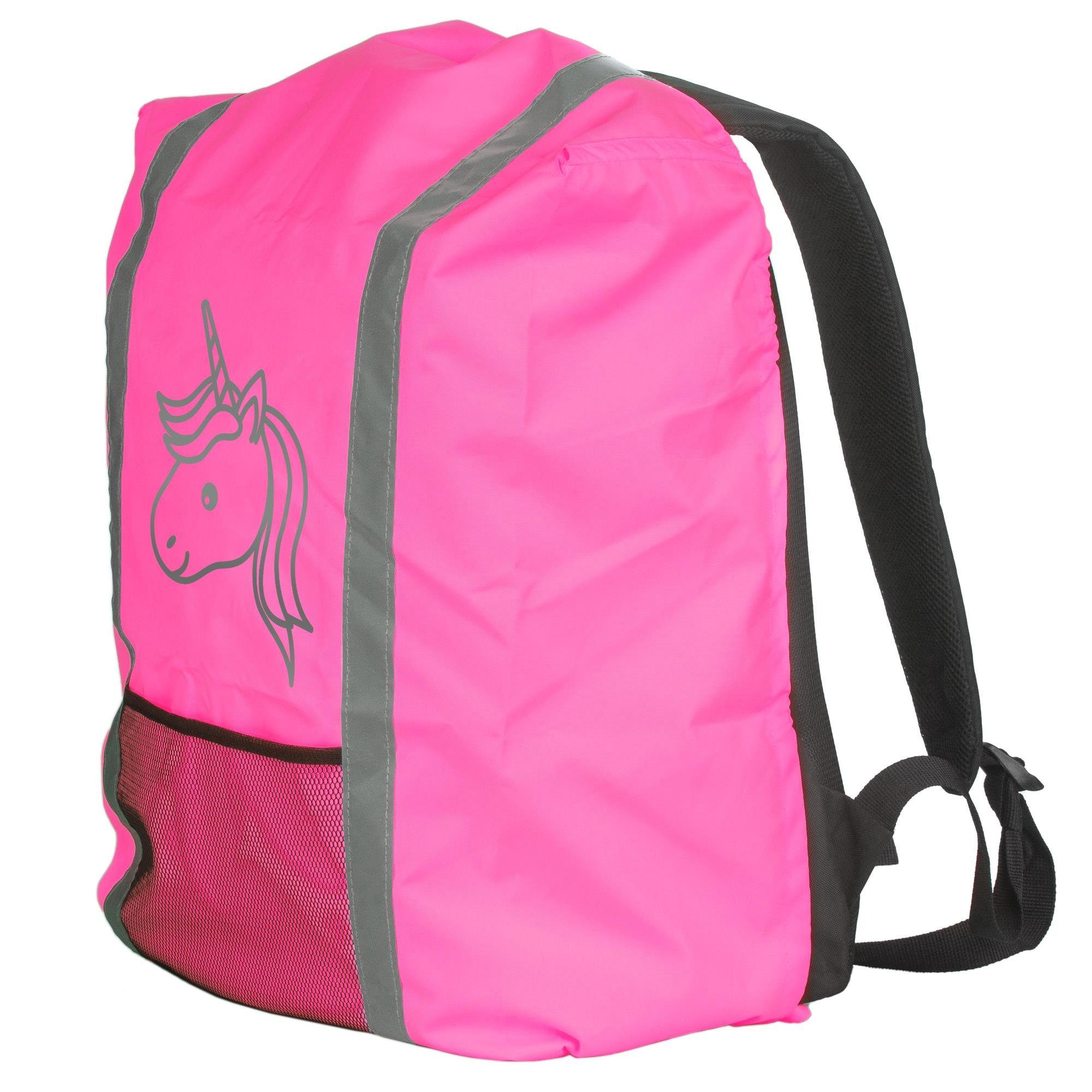 EAZY CASE Rucksack-Regenschutz Reflektor-Überzug Schutzhülle Einhorn, Reflektierender Regenüberzug Rucksäcke wasserabweisend Einhorn Pink