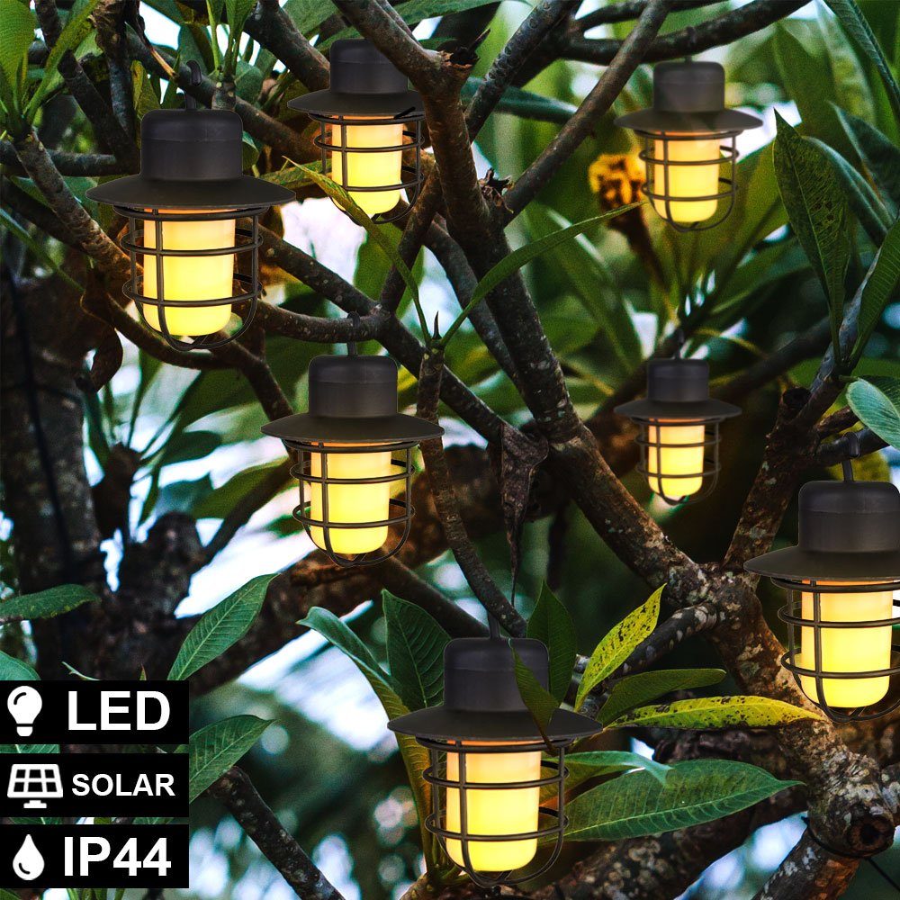 Globo Gartenleuchte, LED-Leuchtmittel fest verbaut, Laternen Effekt Lichterkette LED Garten Solar Feuer Außen
